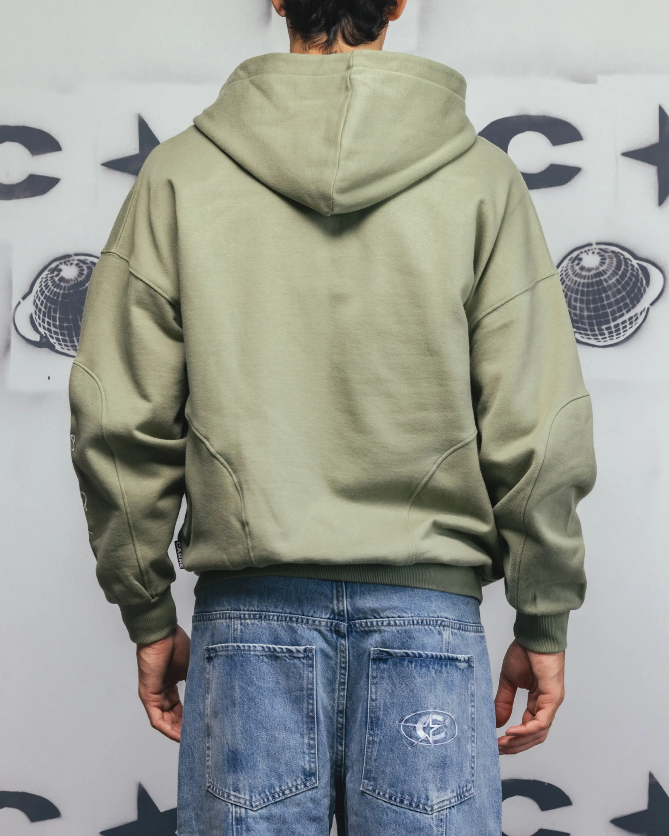 Carre Legacy Panelled Zip Hoodie Green skateboard ride