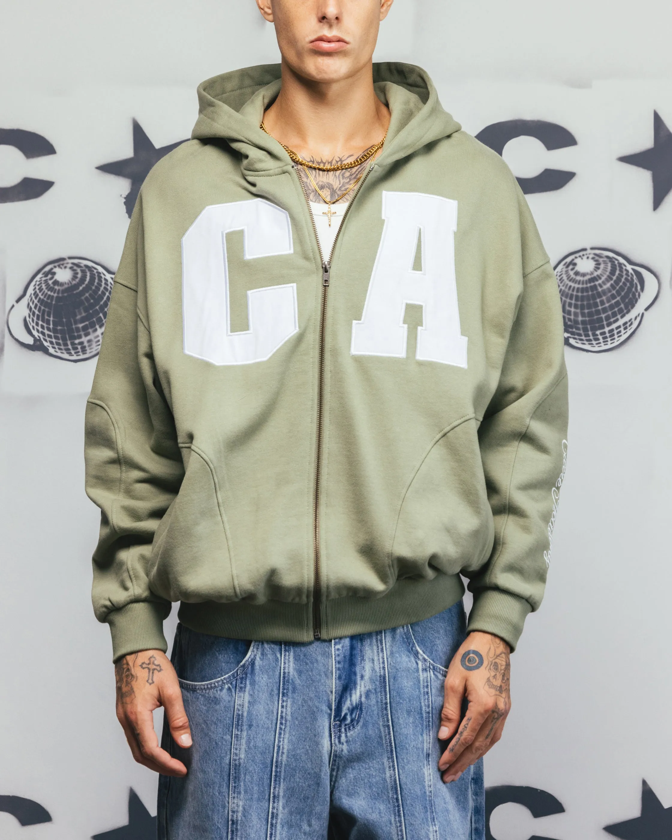 Carre Legacy Panelled Zip Hoodie Green quick dry Reindeer like