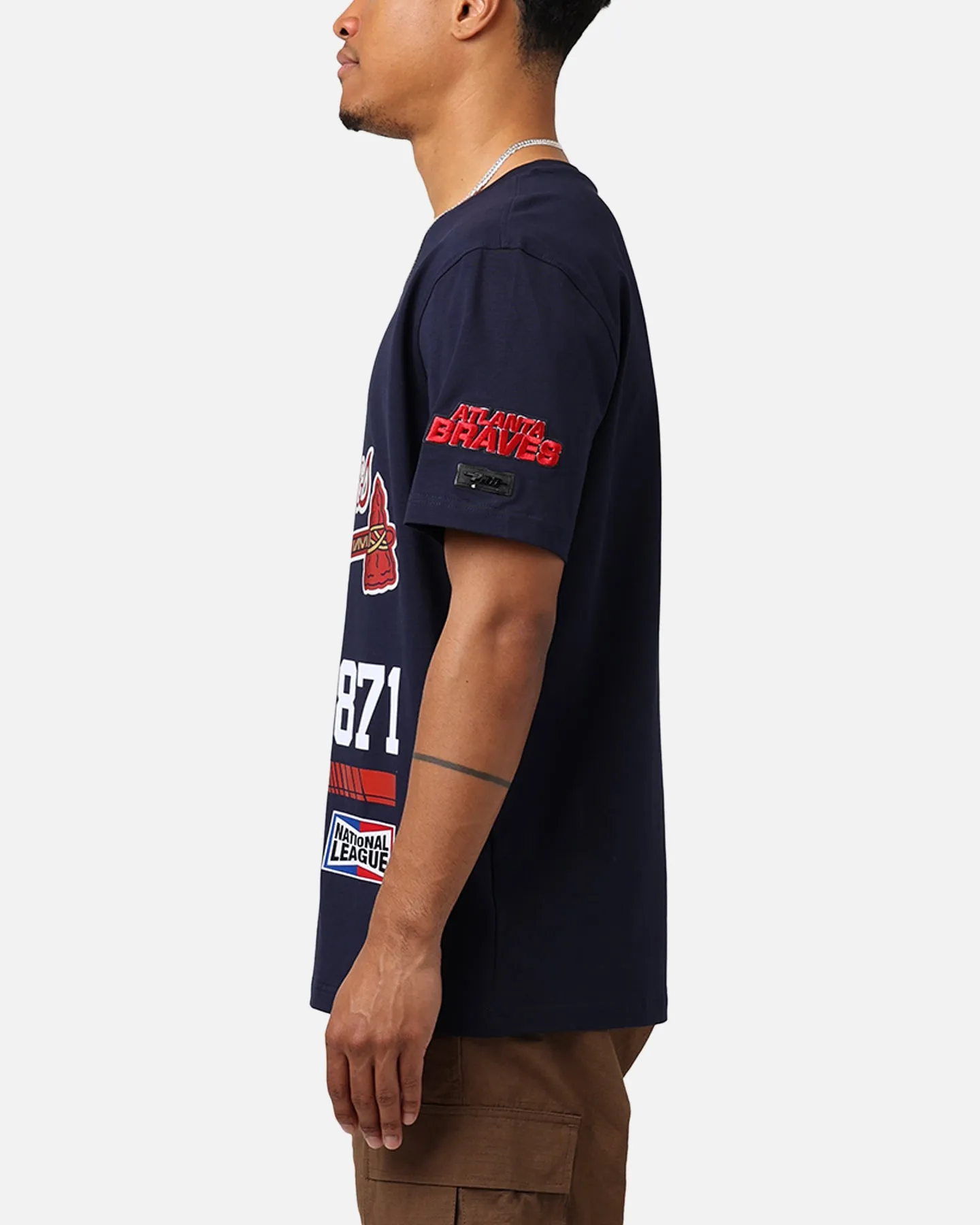 Stretch Knit No Shrink Fabric Pro Standard Atlanta Braves Fast Lane SJ T-Shirt Midnight Navy