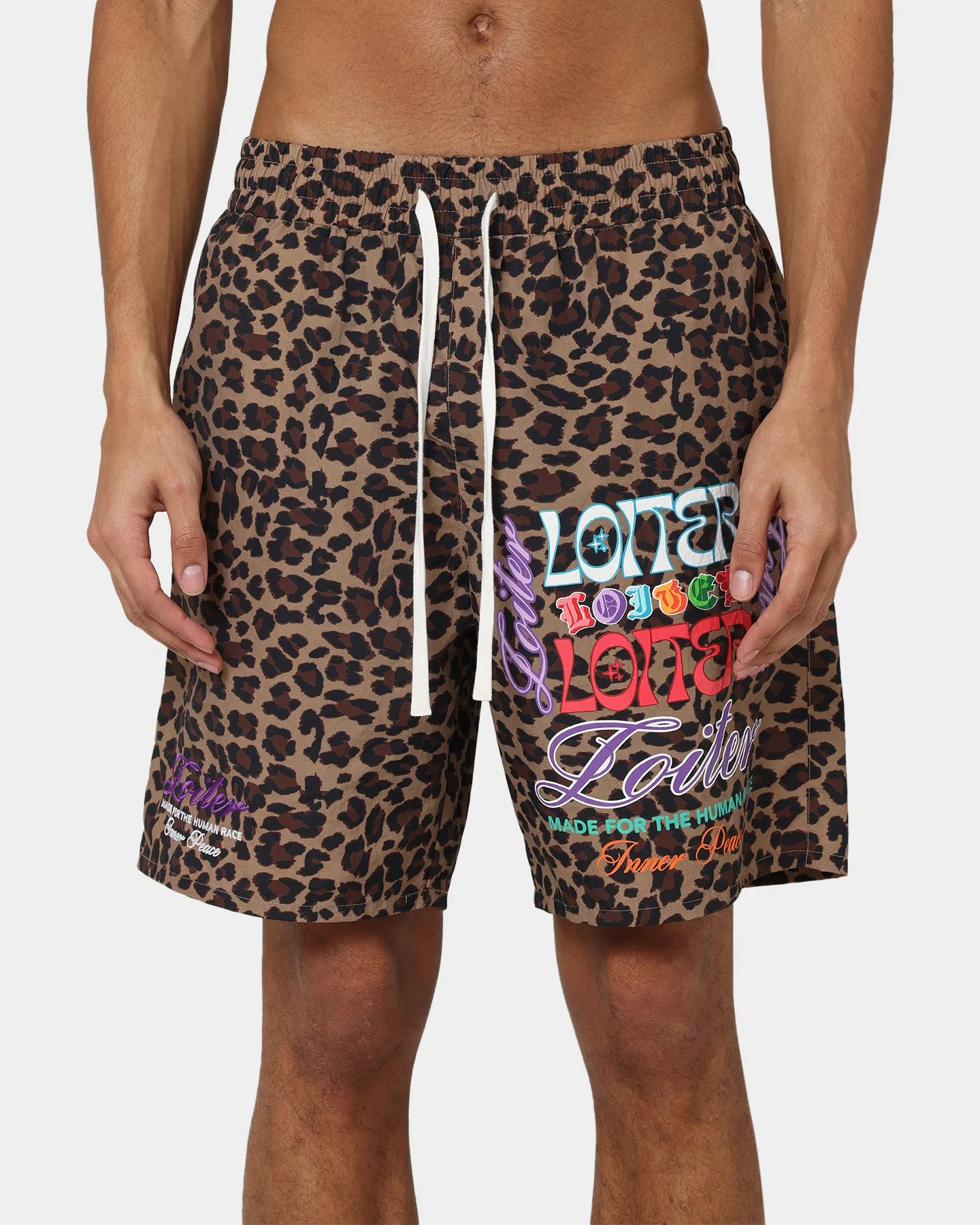 Home Wear Light Coverage Loiter Forbidden Walk Shorts Leopard