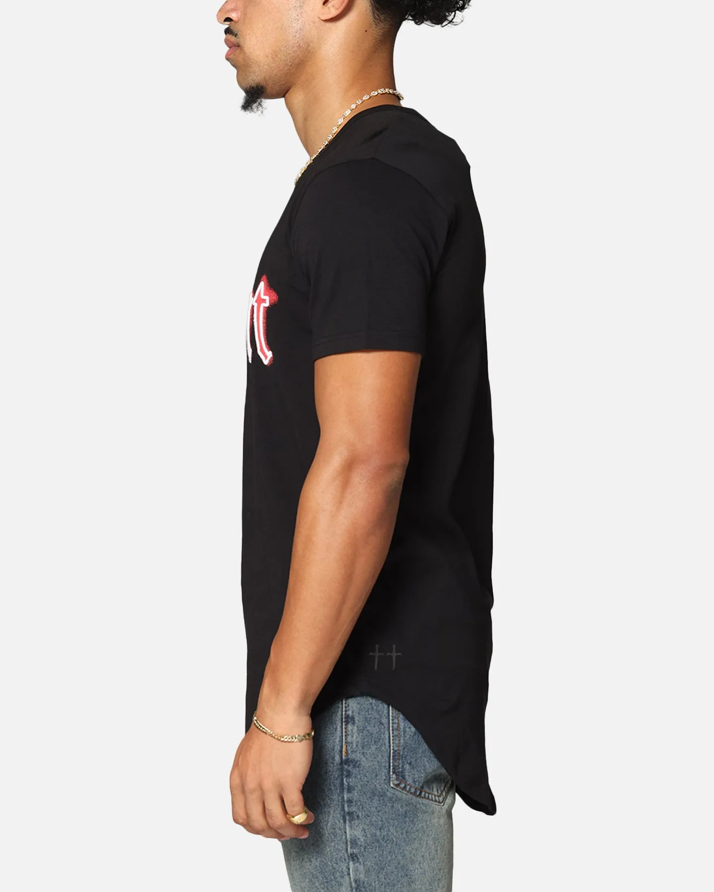Saint Morta Cambronne El Duplo SS Tee Black/Red Ribbed Neckline FadeResistantPrint