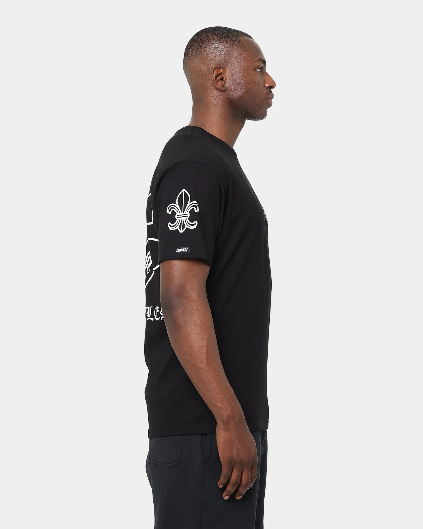 Crooks & Castles Gothic C T-Shirt Black City Fashion Look Fur combination