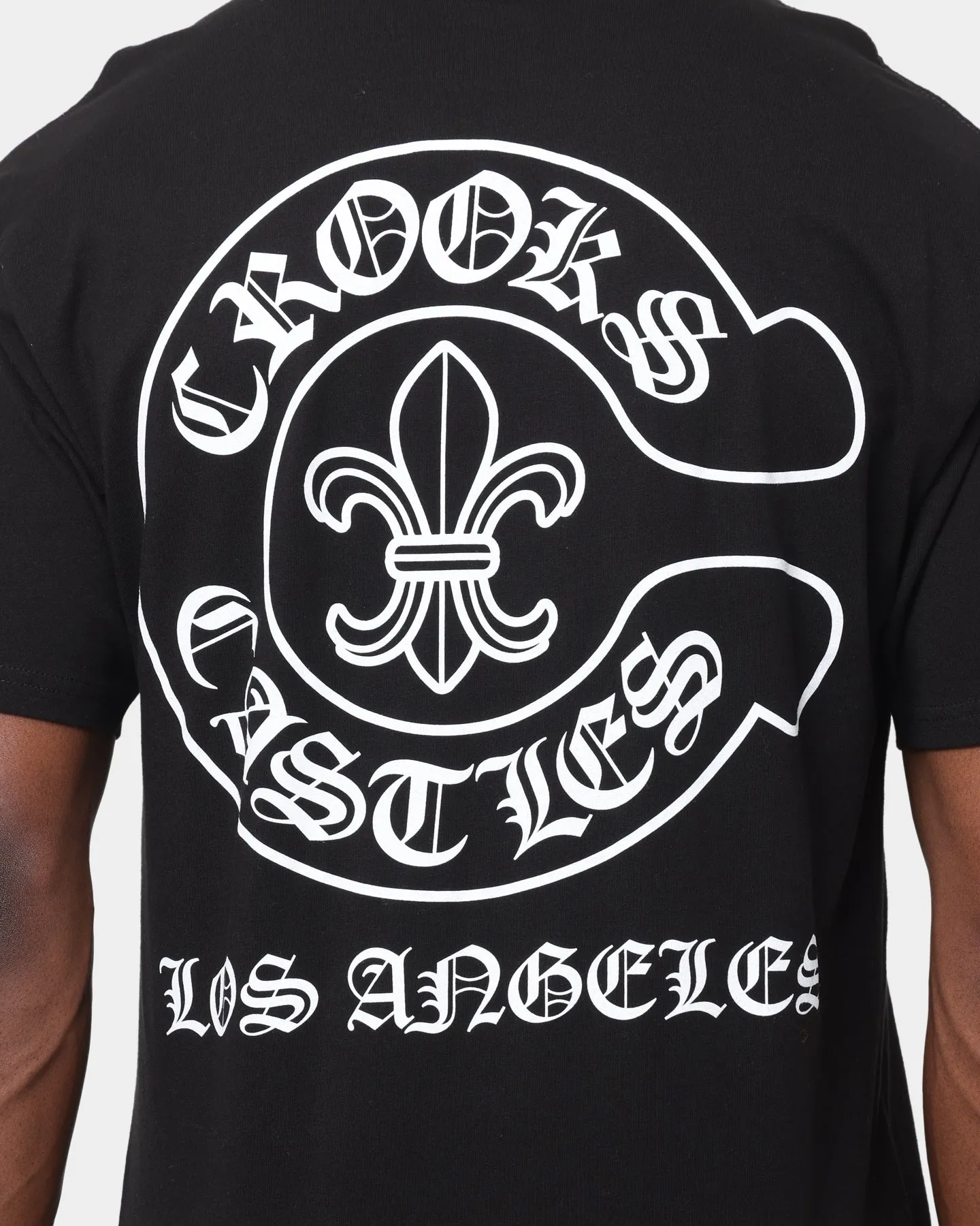 Stylish and Easygoing Crooks & Castles Gothic C T-Shirt Black