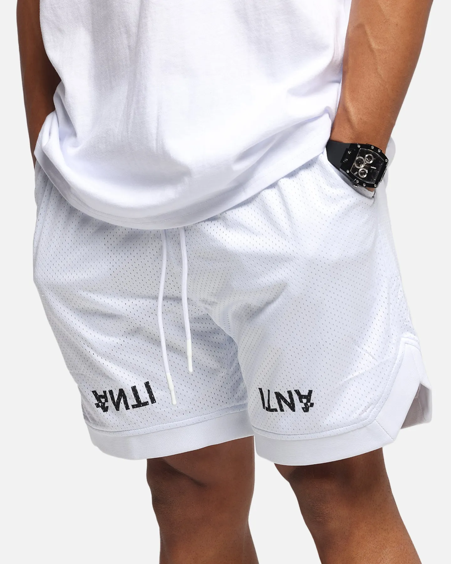 Comfort Fit Durable Build The Anti Order Post Season Basketball Shorts White/Black