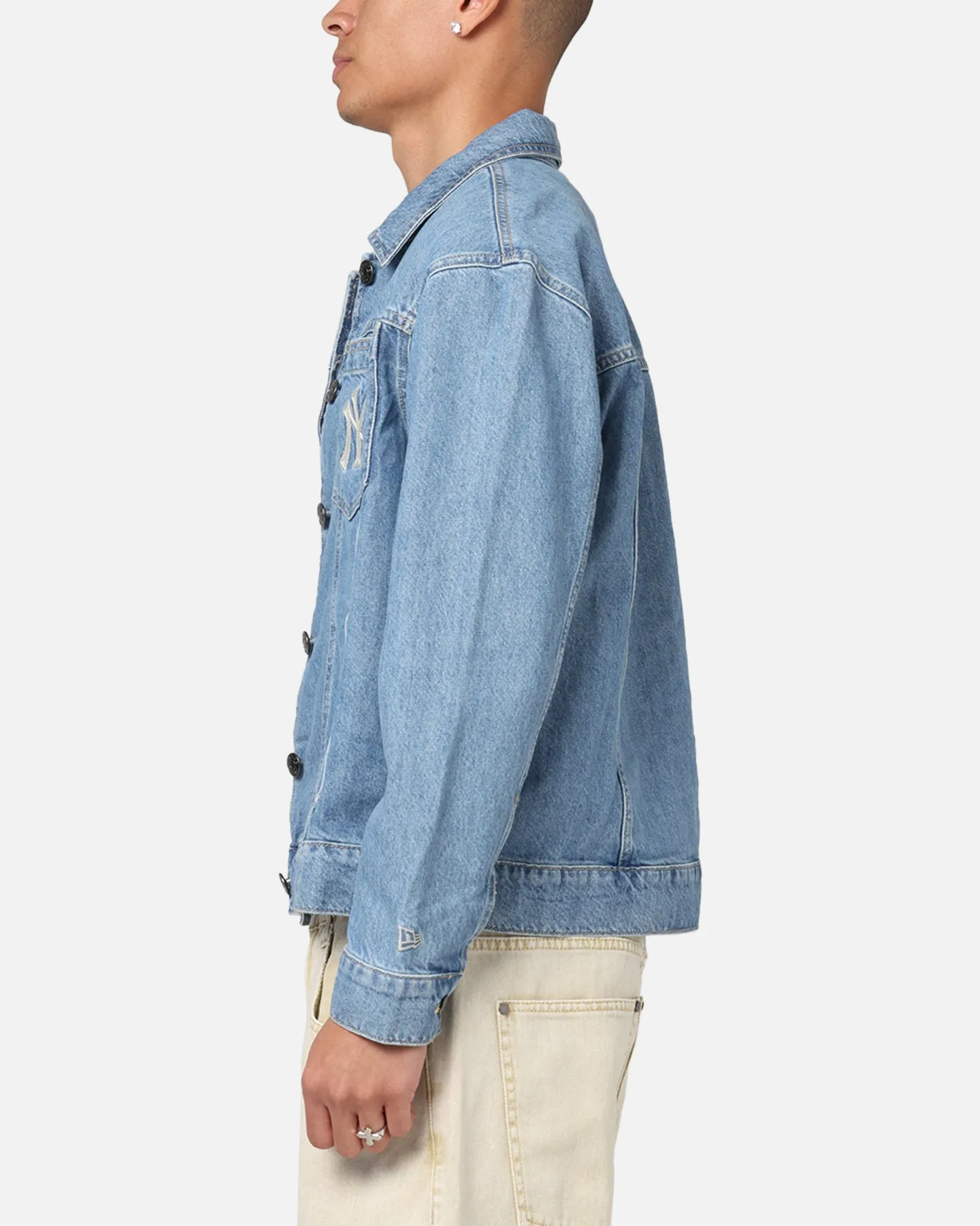 New Era New York Yankees MLB Denim Jacket Denim Biker Snow Day