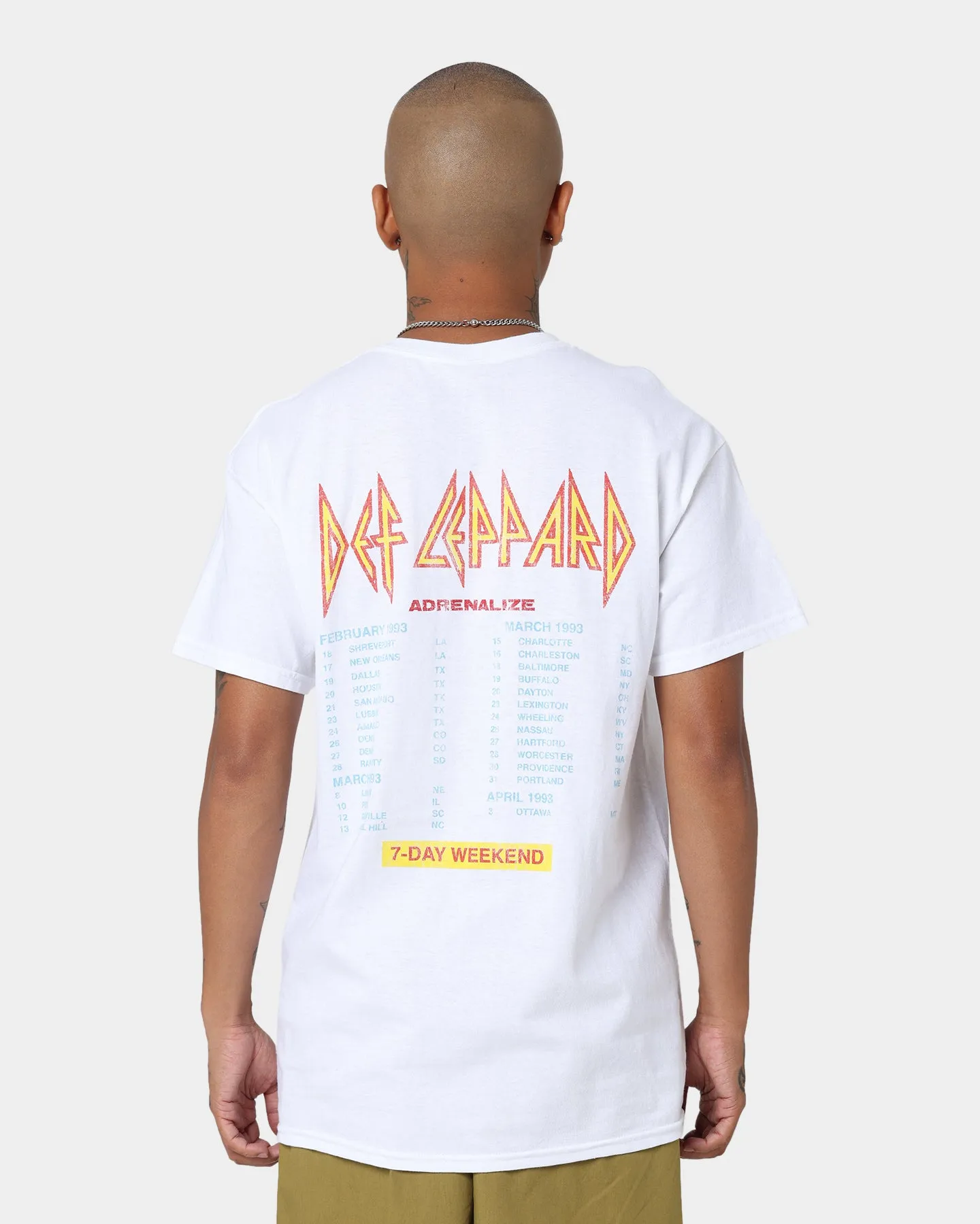 Midweight Knit Basic Top Def Leppard Adrenalize Tour T-Shirt White