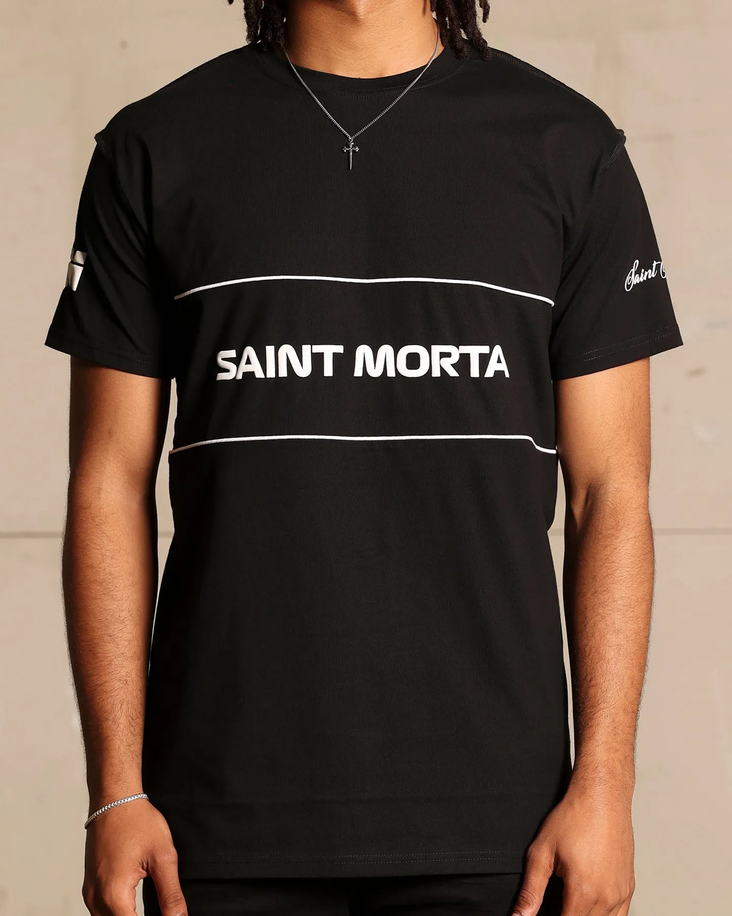 Saint Morta Moto Lafayette T-Shirt Black/White Bold Design