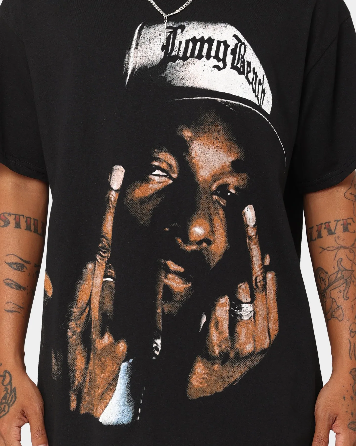 Snoop Dogg Face T-Shirt Black Washable fabric Boat Neck