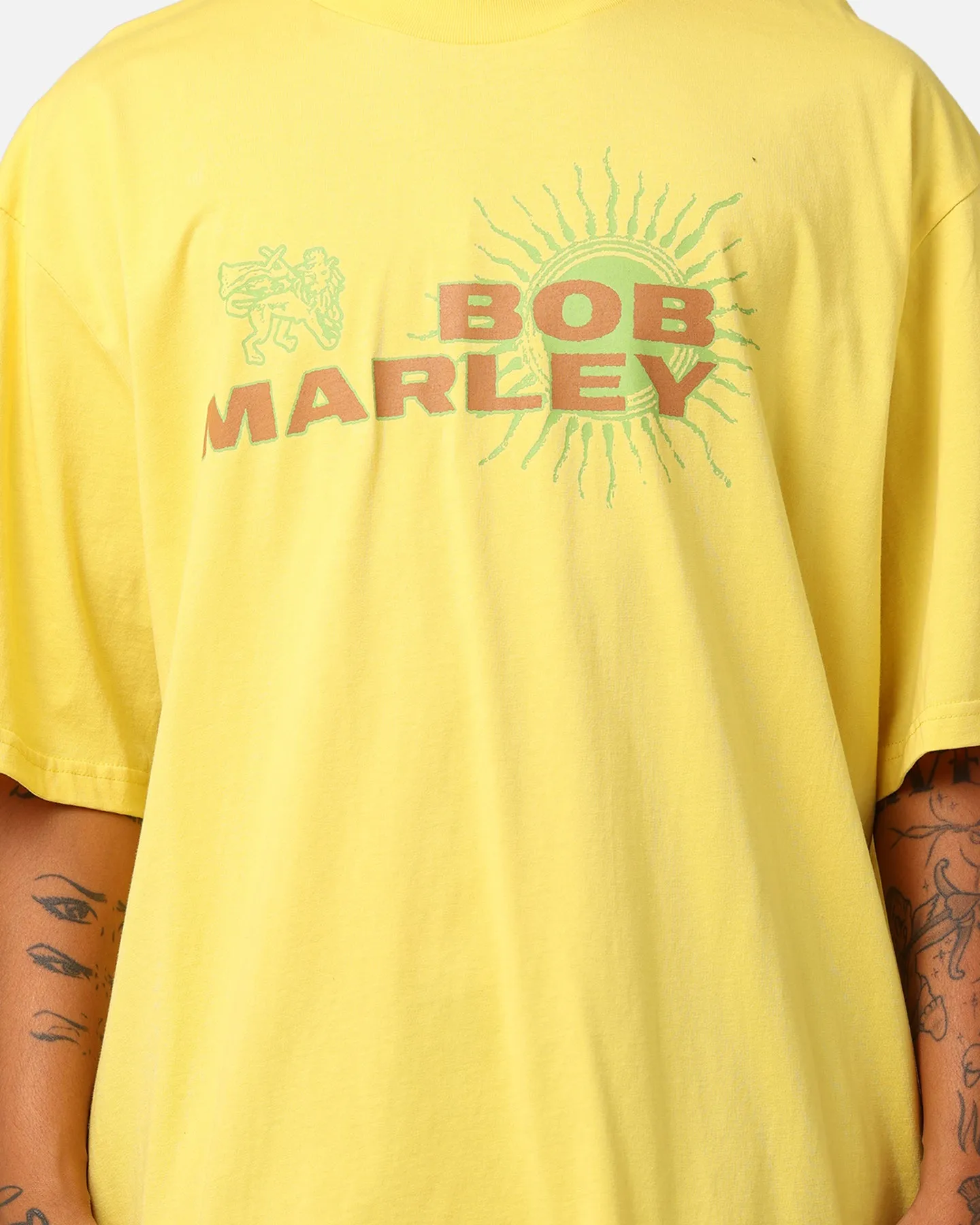 Bob Marley Portrait T-Shirt Gold Layered Hem Design Formal Occasion
