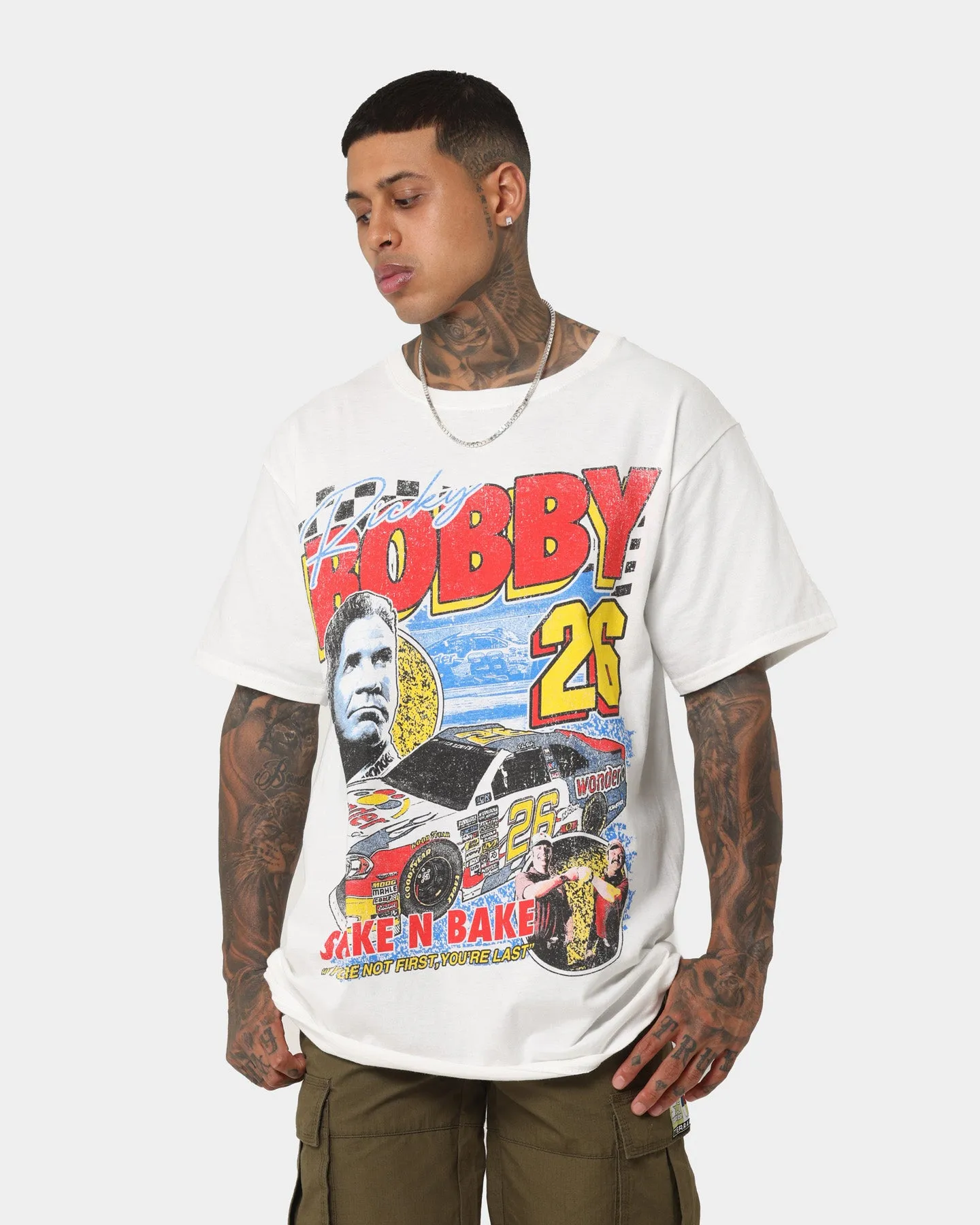 Goat Crew Ricky Bobby Racing T-Shirt White Classic Style Trend Chic Style