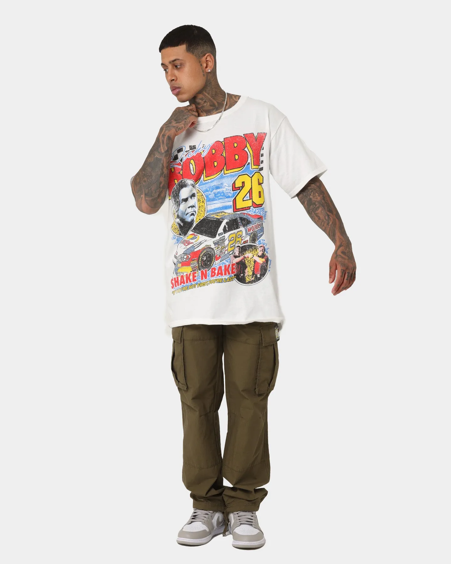 Friction Free Inner Lining Goat Crew Ricky Bobby Racing T-Shirt White