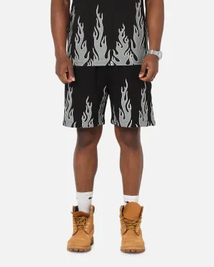 Playboy Gothic Flames Shorts Black Wind Resistant Panels
