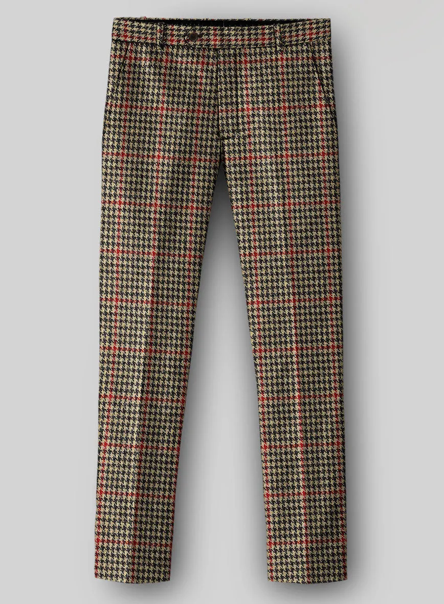 Luxury Wearable Business Fit Harris Tweed Carmine Beige Pants