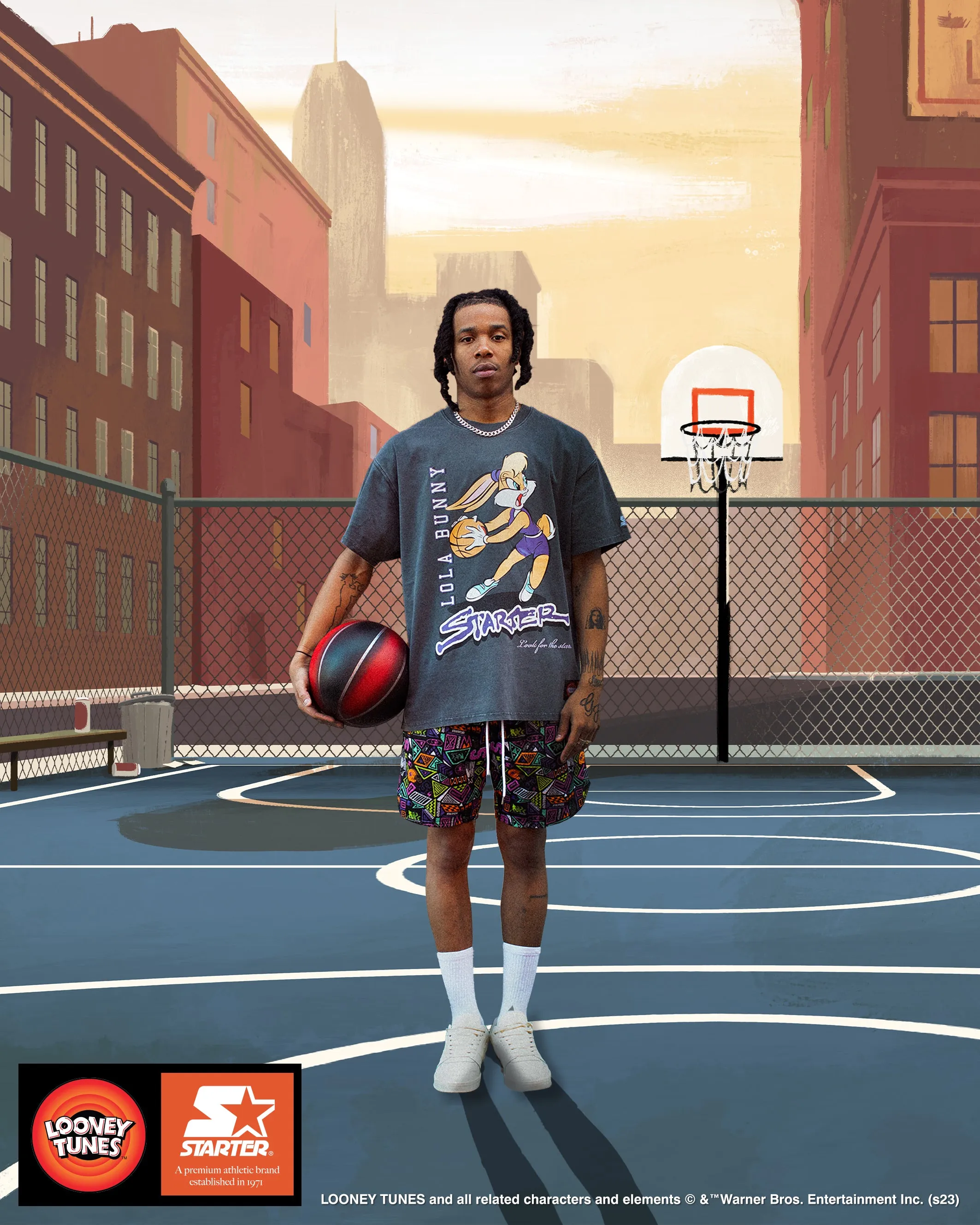 Hypoallergenic Textile contrast Starter X Looney Tunes Lola Bunny Vintage T-Shirt Vintage Grey