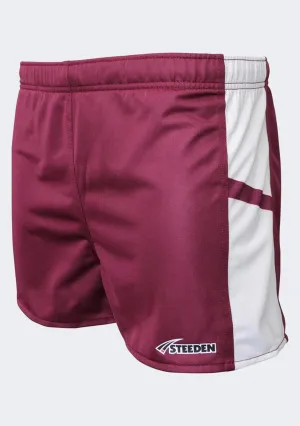 Steeden Men??s Rugby League Shorts Maroon/White custom-made shrink - resistant