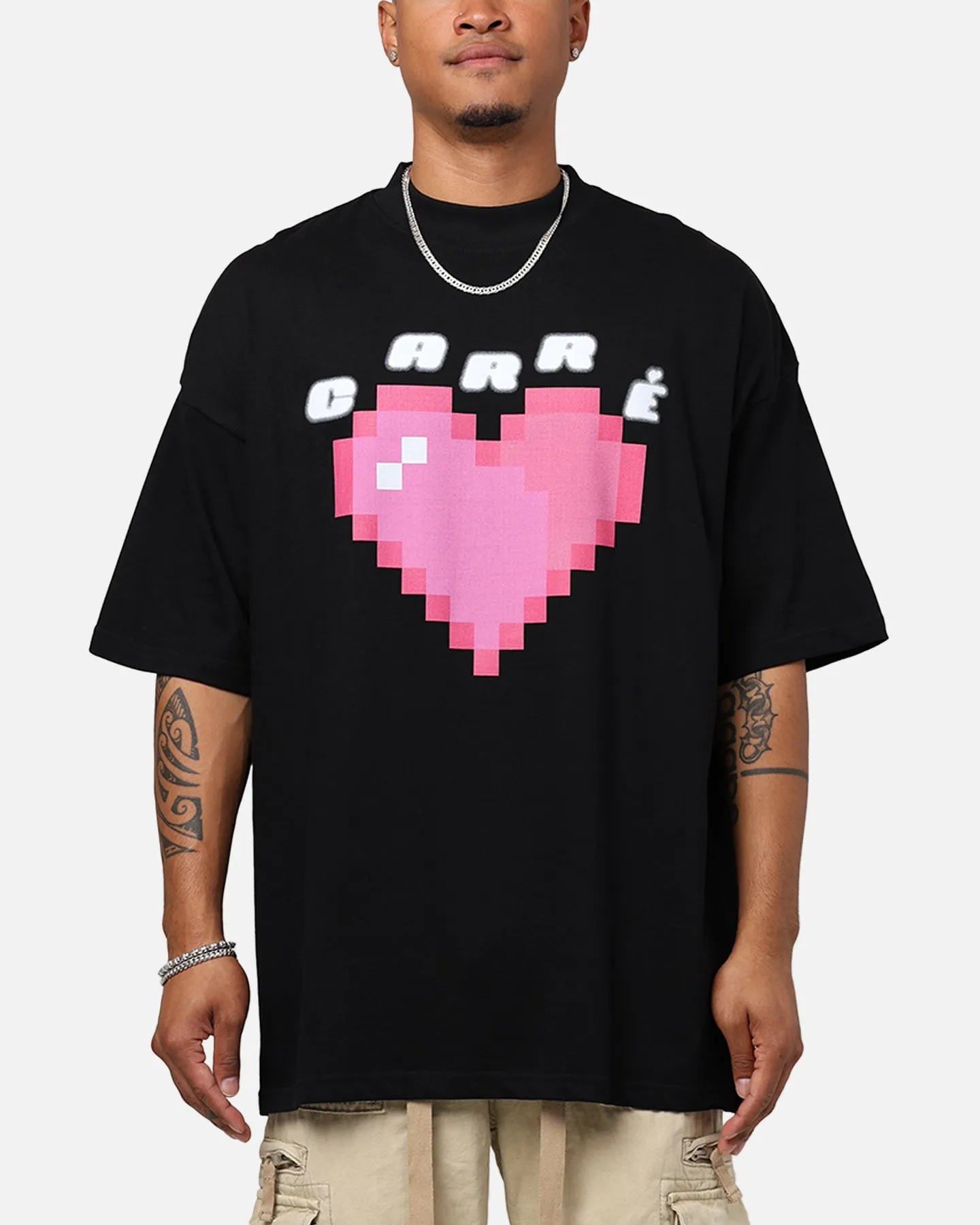 Carre Digi Mock T-Shirt Black Silk combination