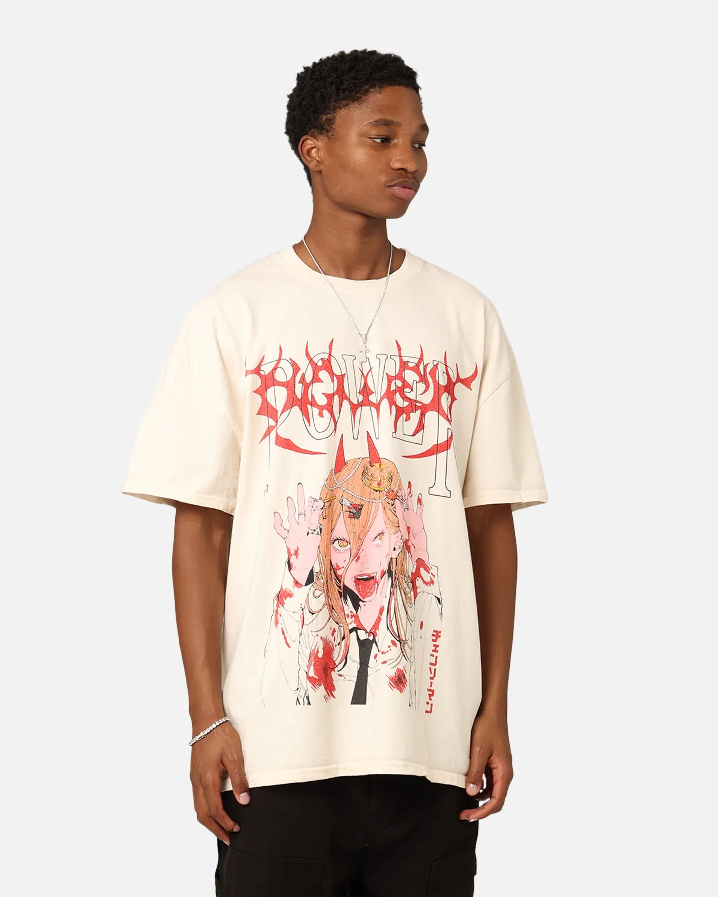 Goat Crew X Chainsaw Man Power Heavyweight T-Shirt Off White Daily Style Trend Comfy Wear