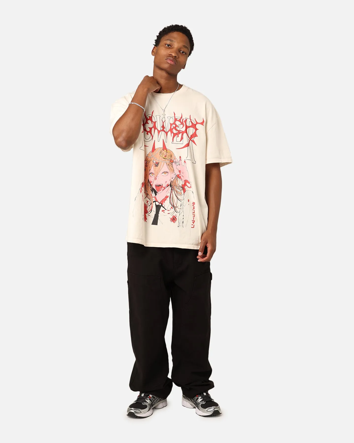 Cozy Layering Goat Crew X Chainsaw Man Power Heavyweight T-Shirt Off White