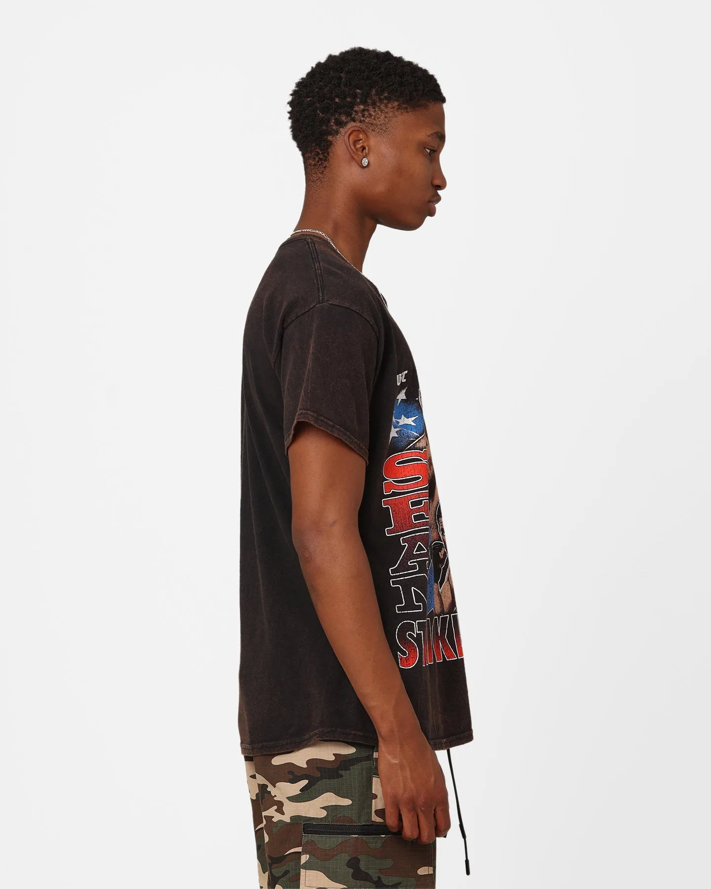Goat Crew X UFC Sean Strickland Vintage T-Shirt Black Wash Breathable mesh lining High Density Cotton