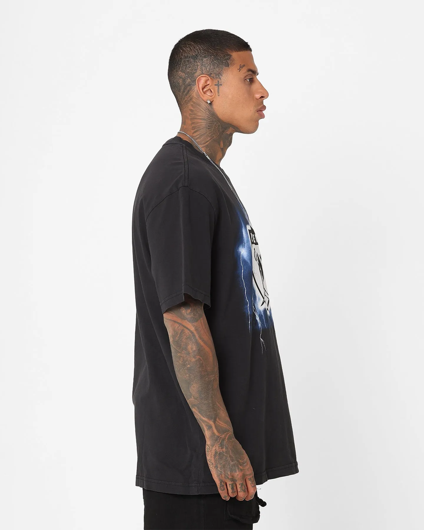 Heather Jersey Material Mitchell & Ness Las Vegas Raiders Logo Lightning T-Shirt Black
