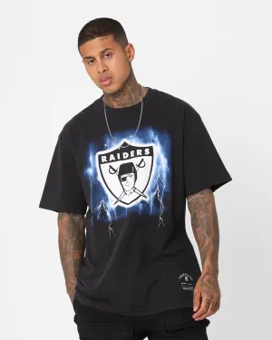 Fade Resistant Coating Outdoor Comfort Style Mitchell & Ness Las Vegas Raiders Logo Lightning T-Shirt Black