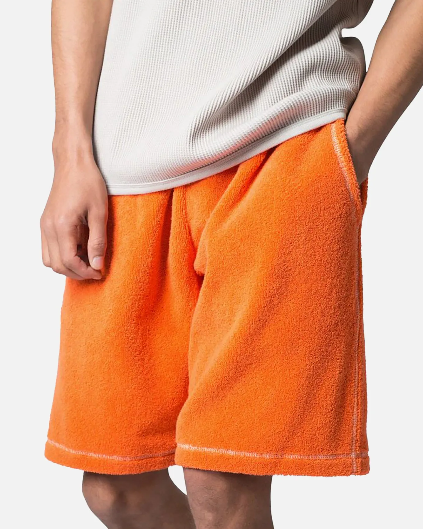 MNML Terry Cloth Shorts Orange Midweight Texture