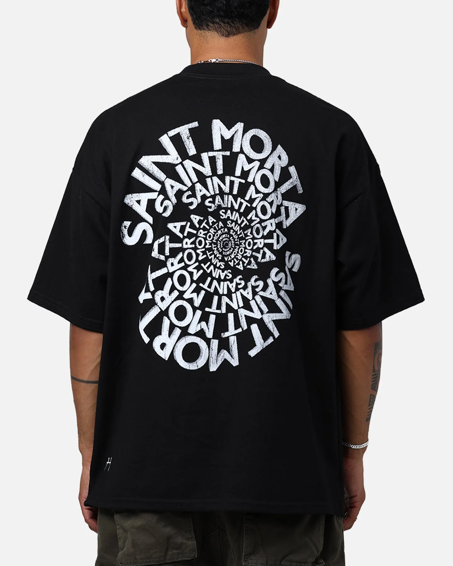 Everyday Comfort Wide Neck Opening Saint Morta Vortex Mock T-Shirt Black