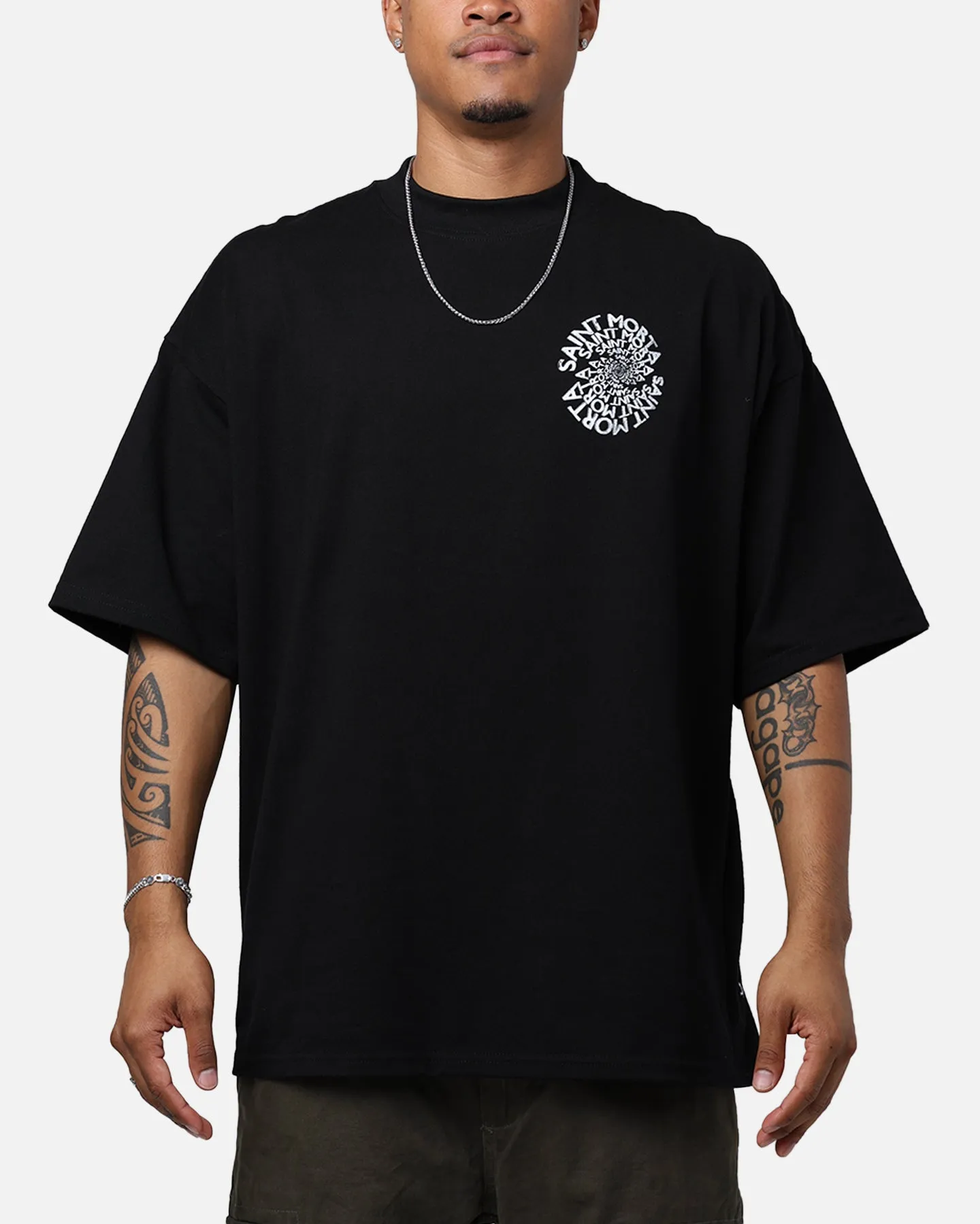 Smart Design Classic Trend Look Saint Morta Vortex Mock T-Shirt Black