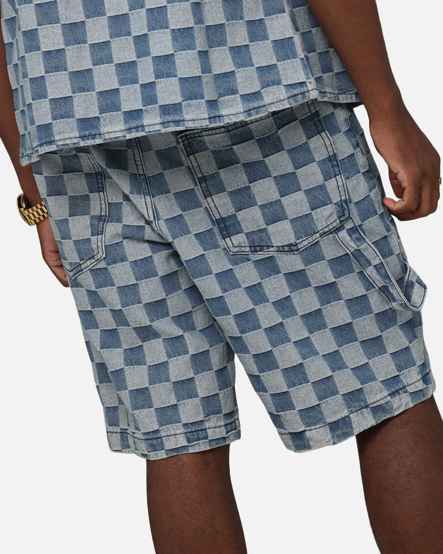 XXIII Checker Board Jort Blue Versatile Wear Quick drying material