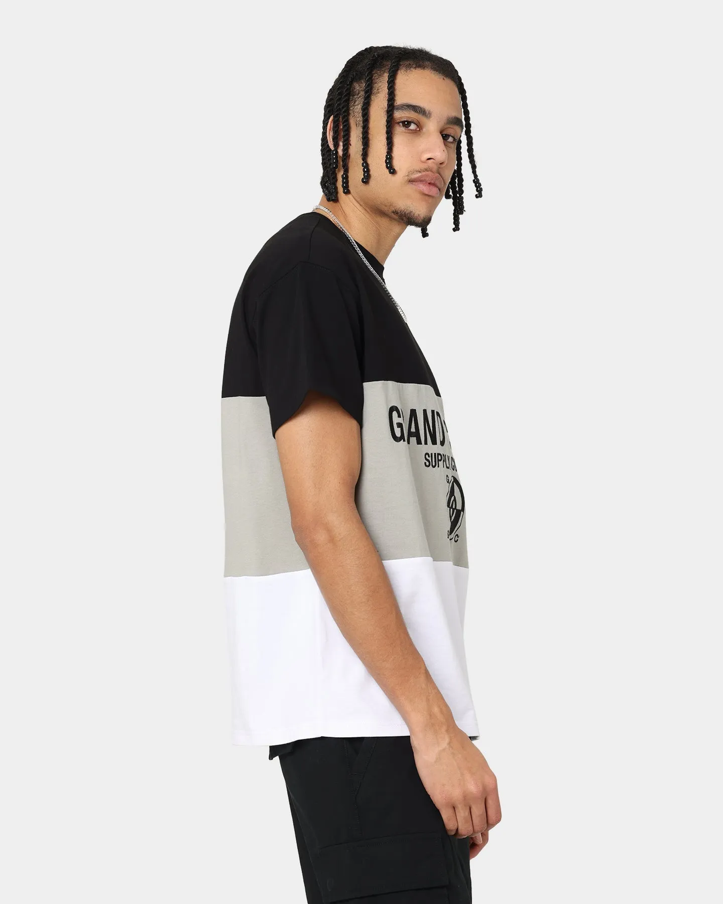 Tubular Knit Structure skinny but not tight Grand Scheme Colour Block T-Shirt Black/White/Grey