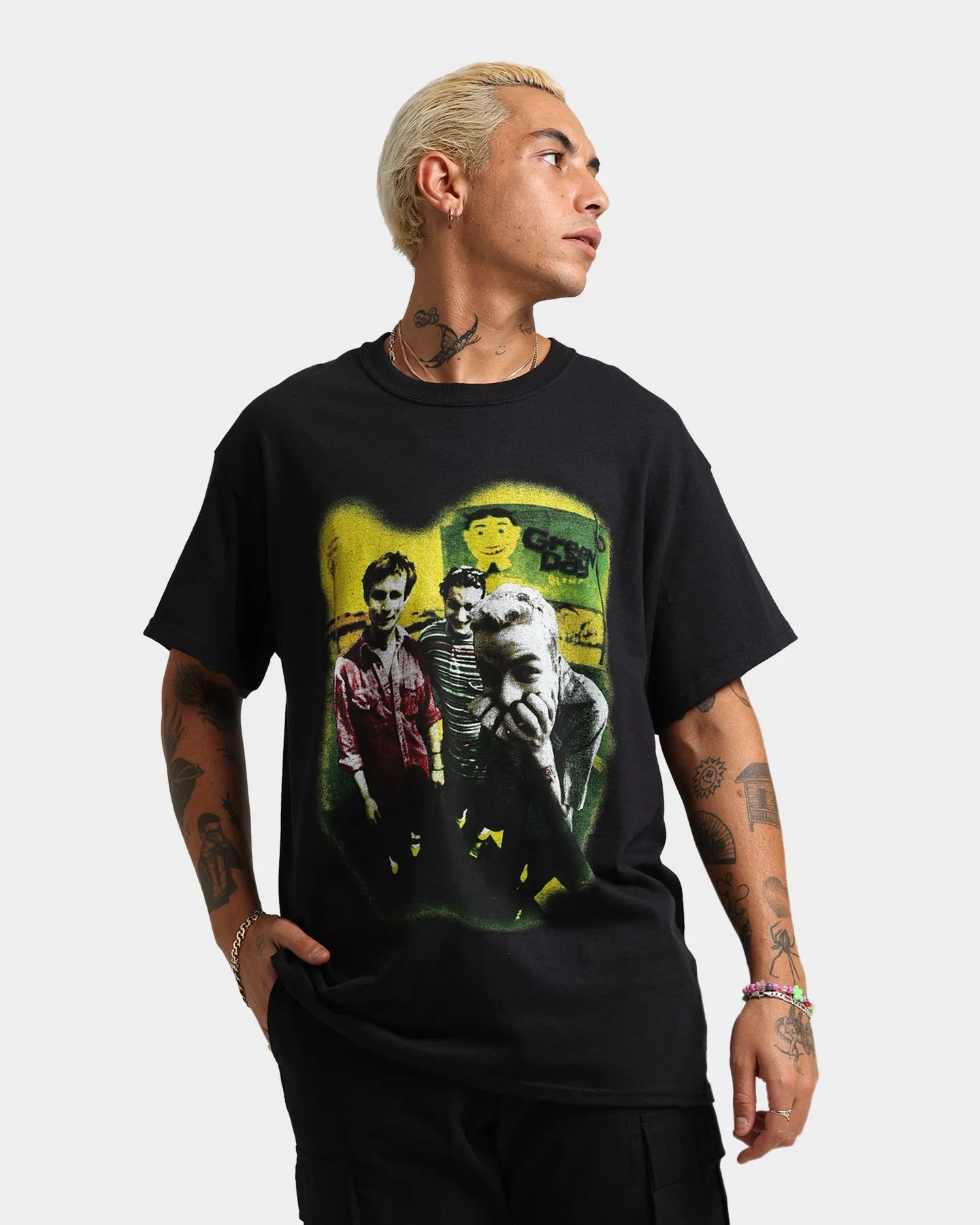 Luxurious Green Day Neon Photo T-Shirt Black