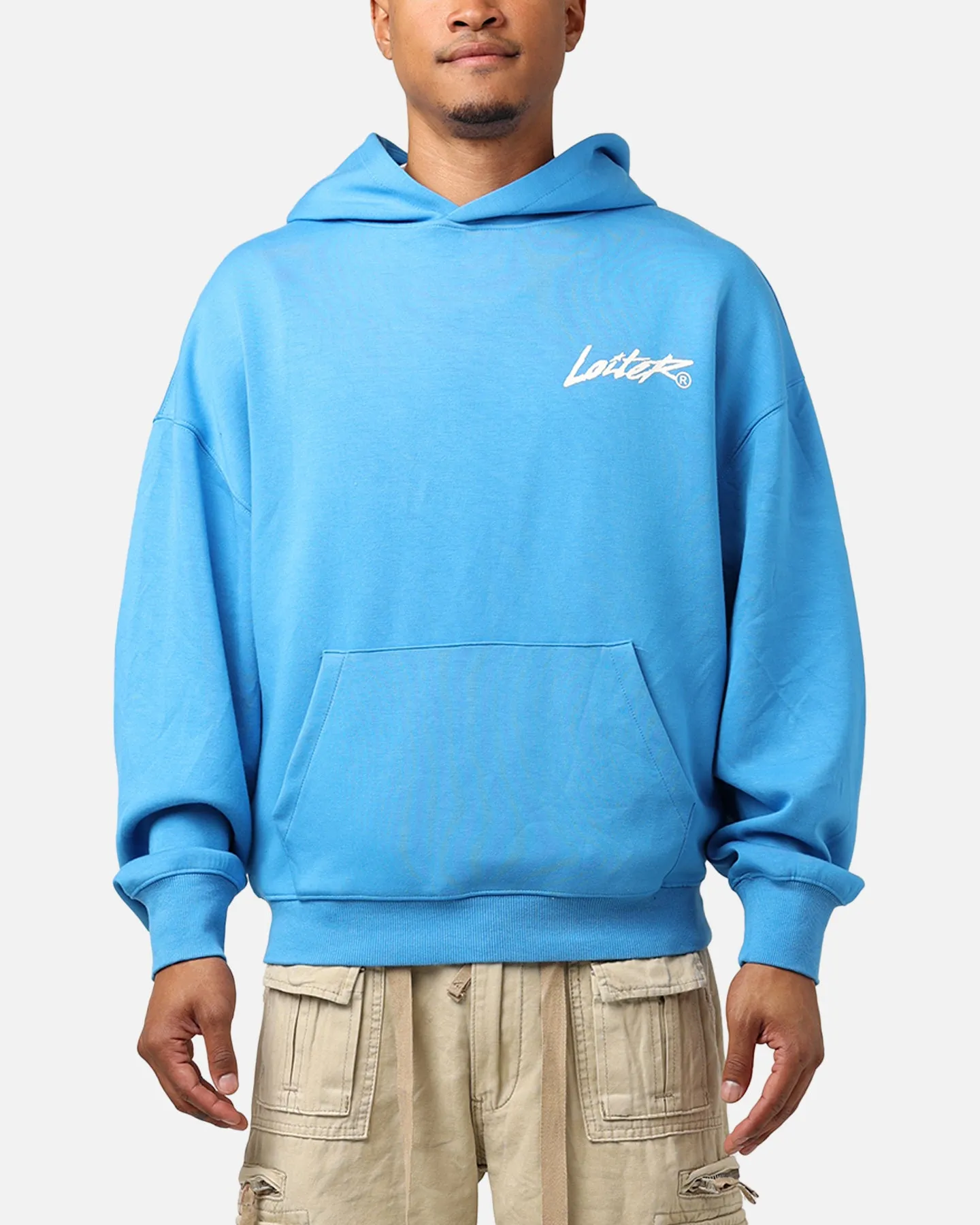 Cool and Relaxed Stretchable Armholes Loiter Chroma Premium Hoodie Blue