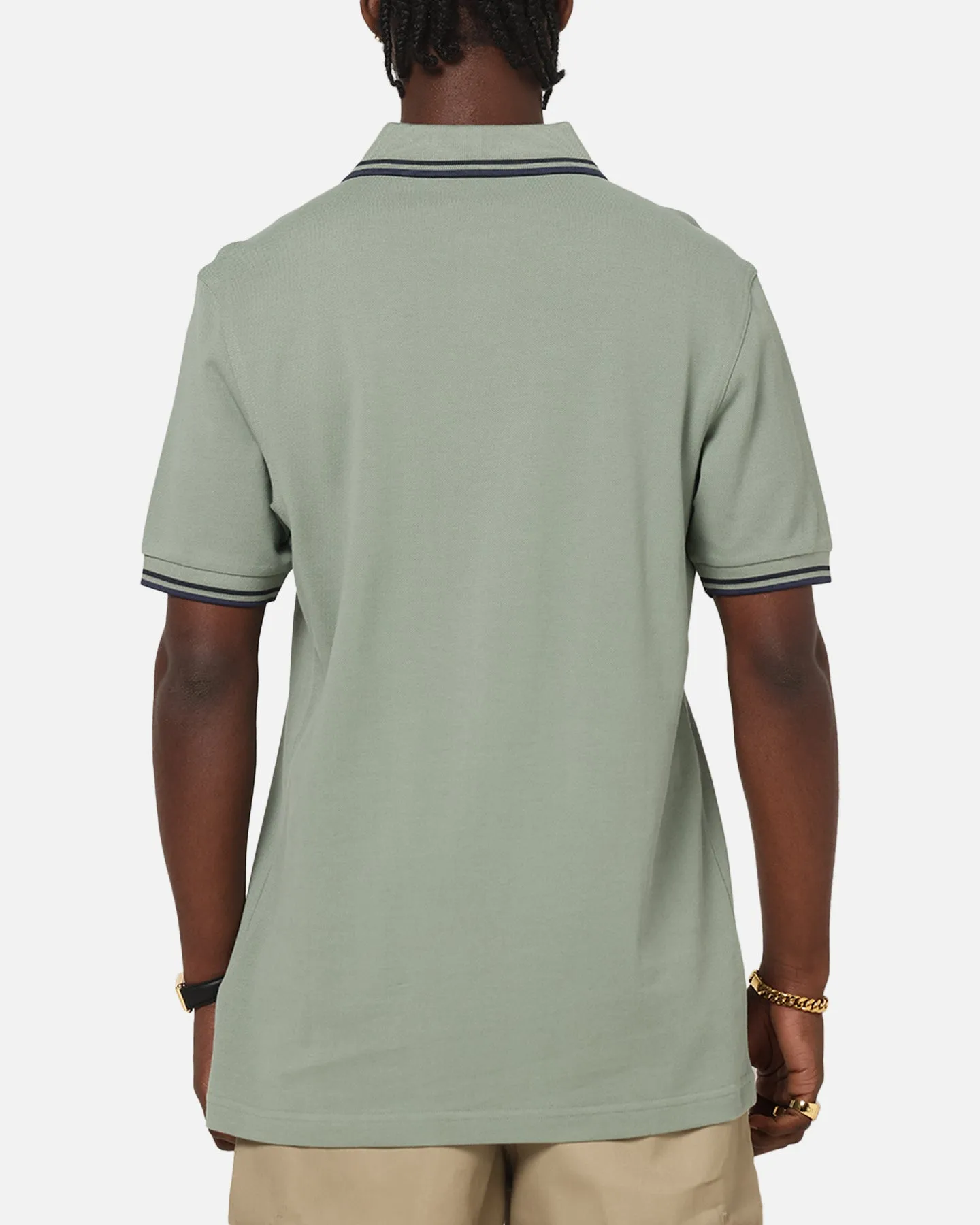 Fred Perry Twin Tipped Polo Shirt Green Recycled Polyester Mix AntiBacterial Coating