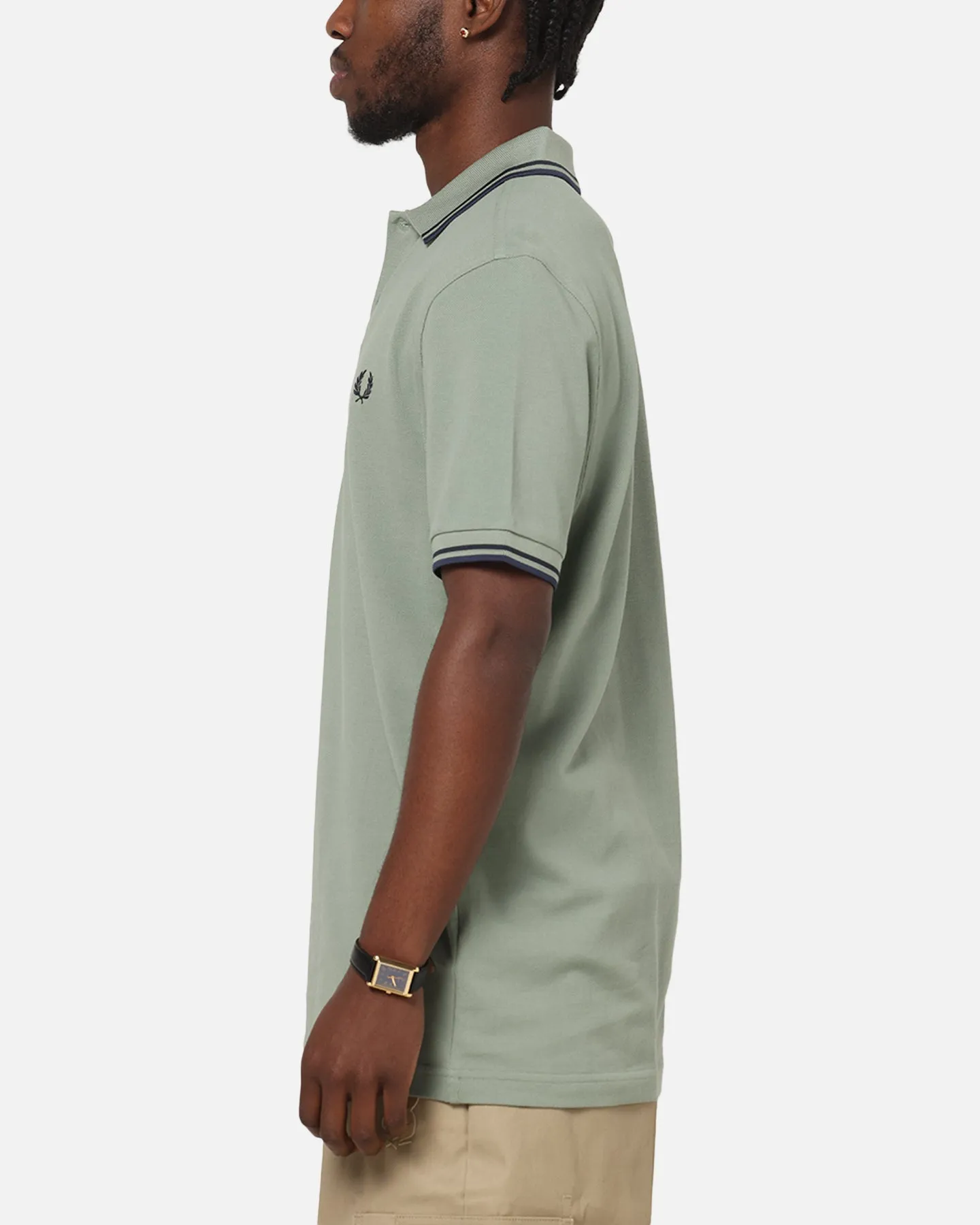 Subtle ToneOnTone Stitching Fred Perry Twin Tipped Polo Shirt Green