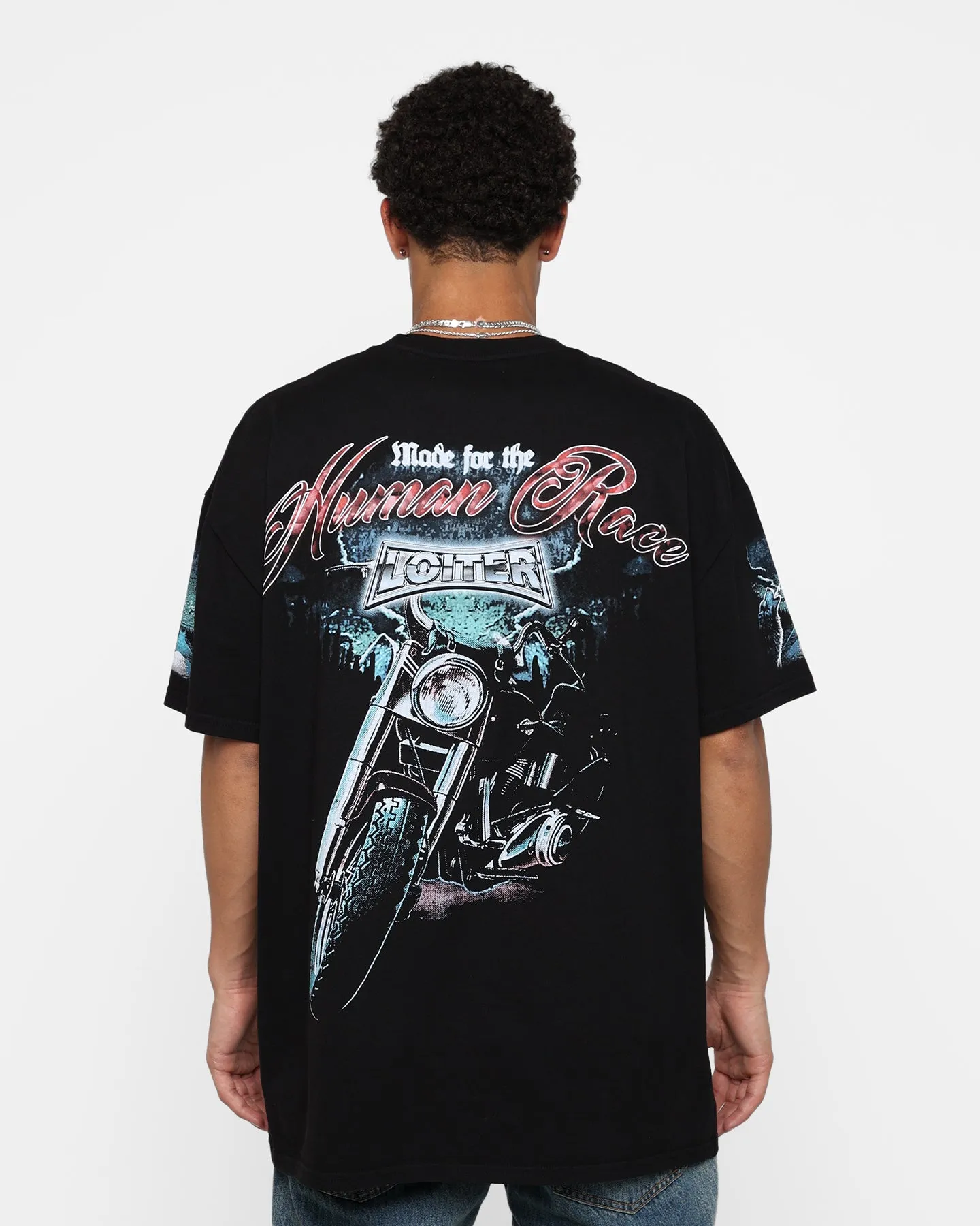 SoftenedTexturedWeave Sustainable Material Blend Loiter Midnight Route T-Shirt Black