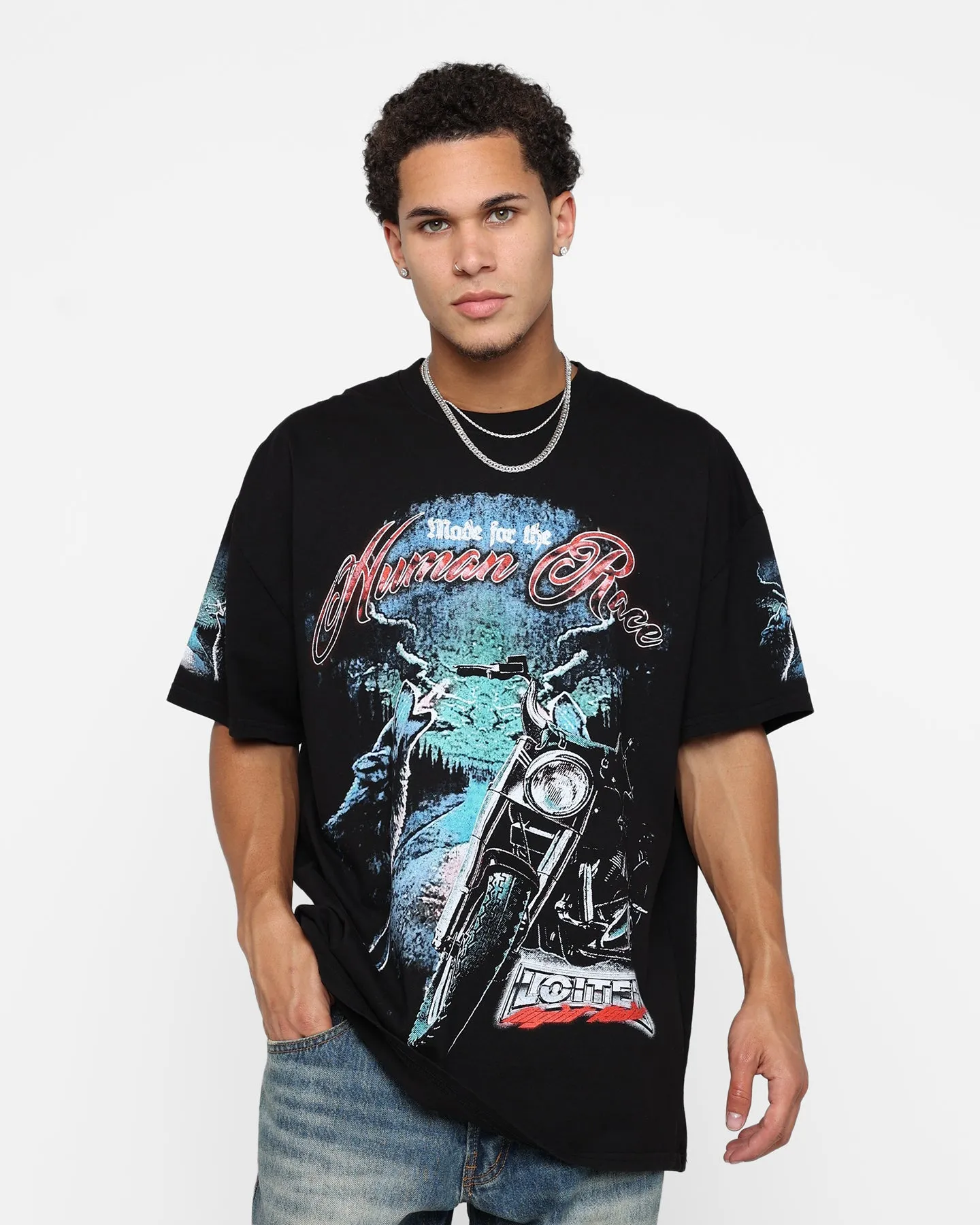 Loiter Midnight Route T-Shirt Black Recycled Polyester Thread homecoming