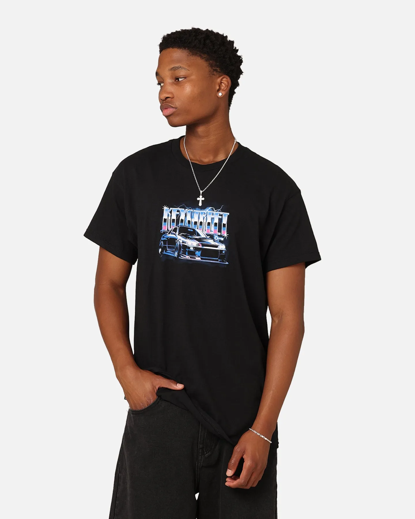 Key Street Air Brushed T-Shirt Black Versatile Style Heavyweight Weave