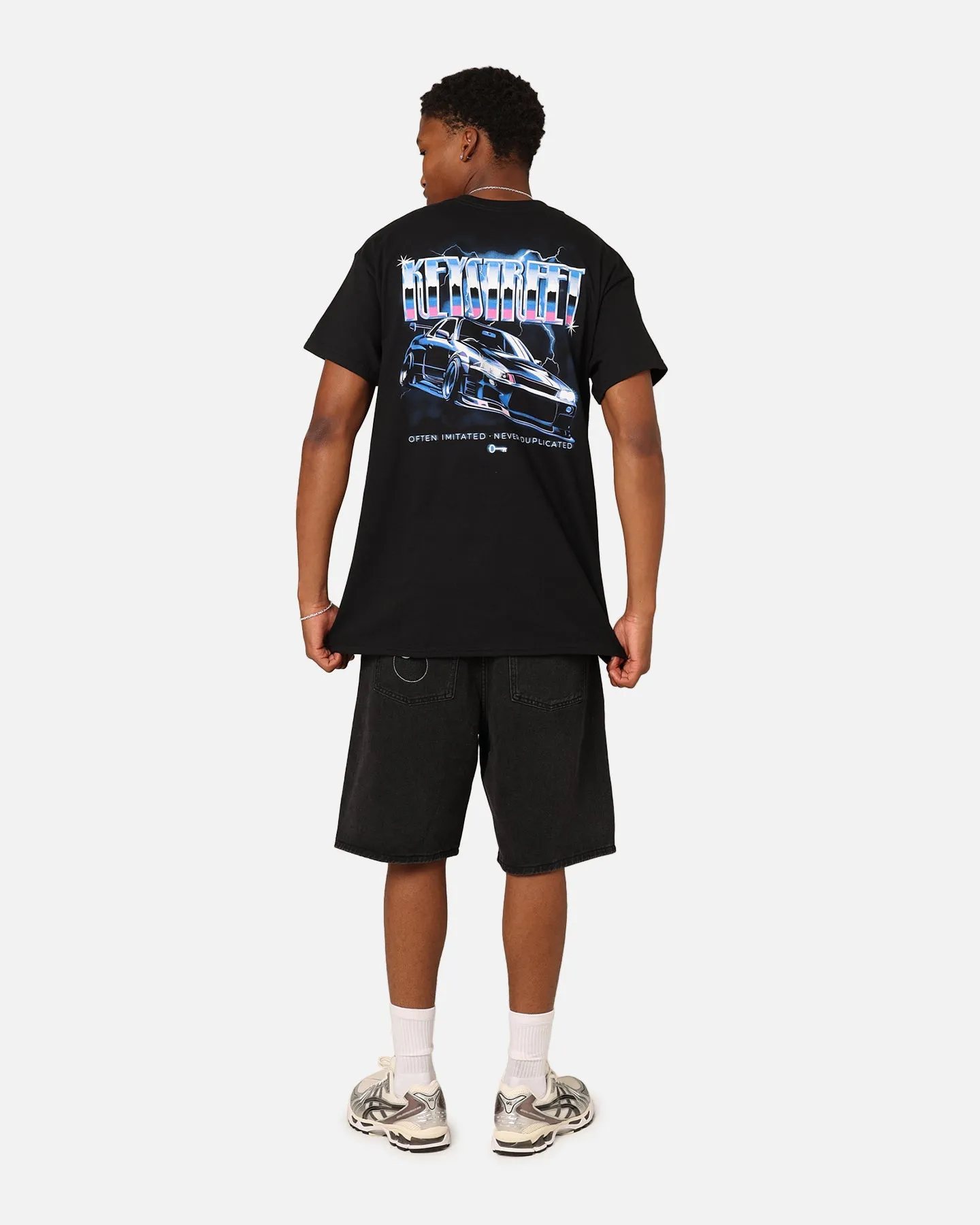 Bohemian style Simple yet stylish Key Street Air Brushed T-Shirt Black