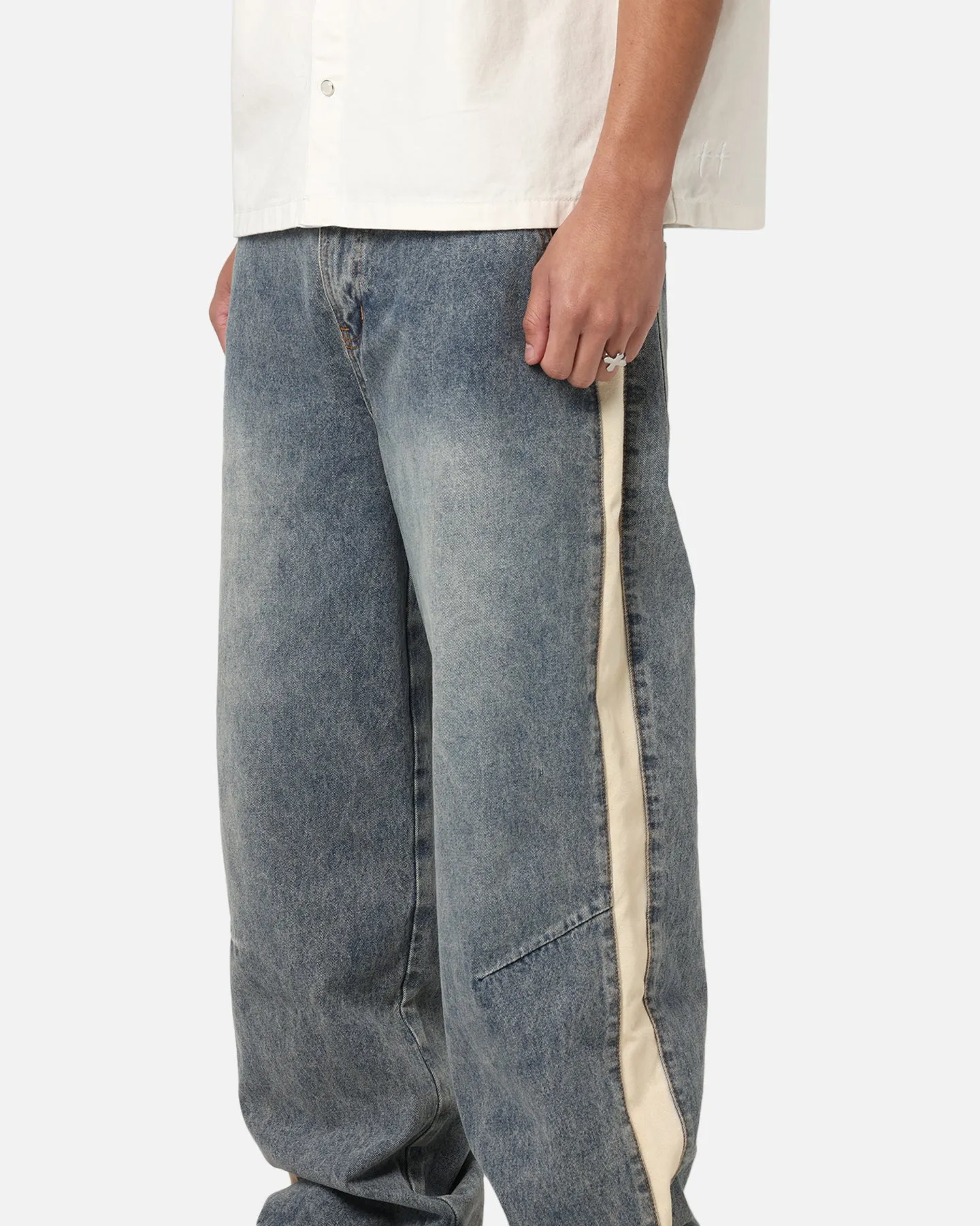 Saint Morta Amplus Sidewinder Jeans Dirty Denim/Off White Tagless Design Active Comfort