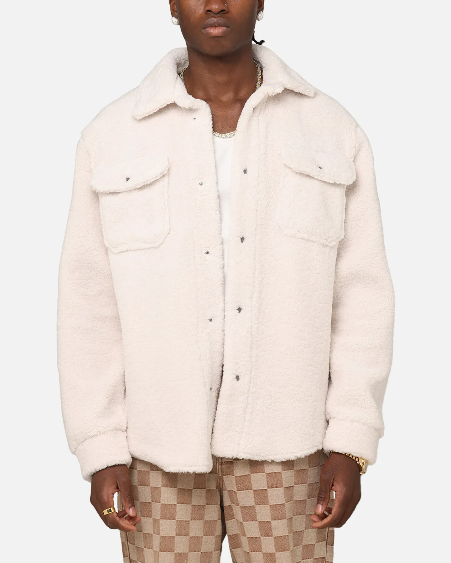 Investment Report XXIII Shearling Fur Jacket Cream