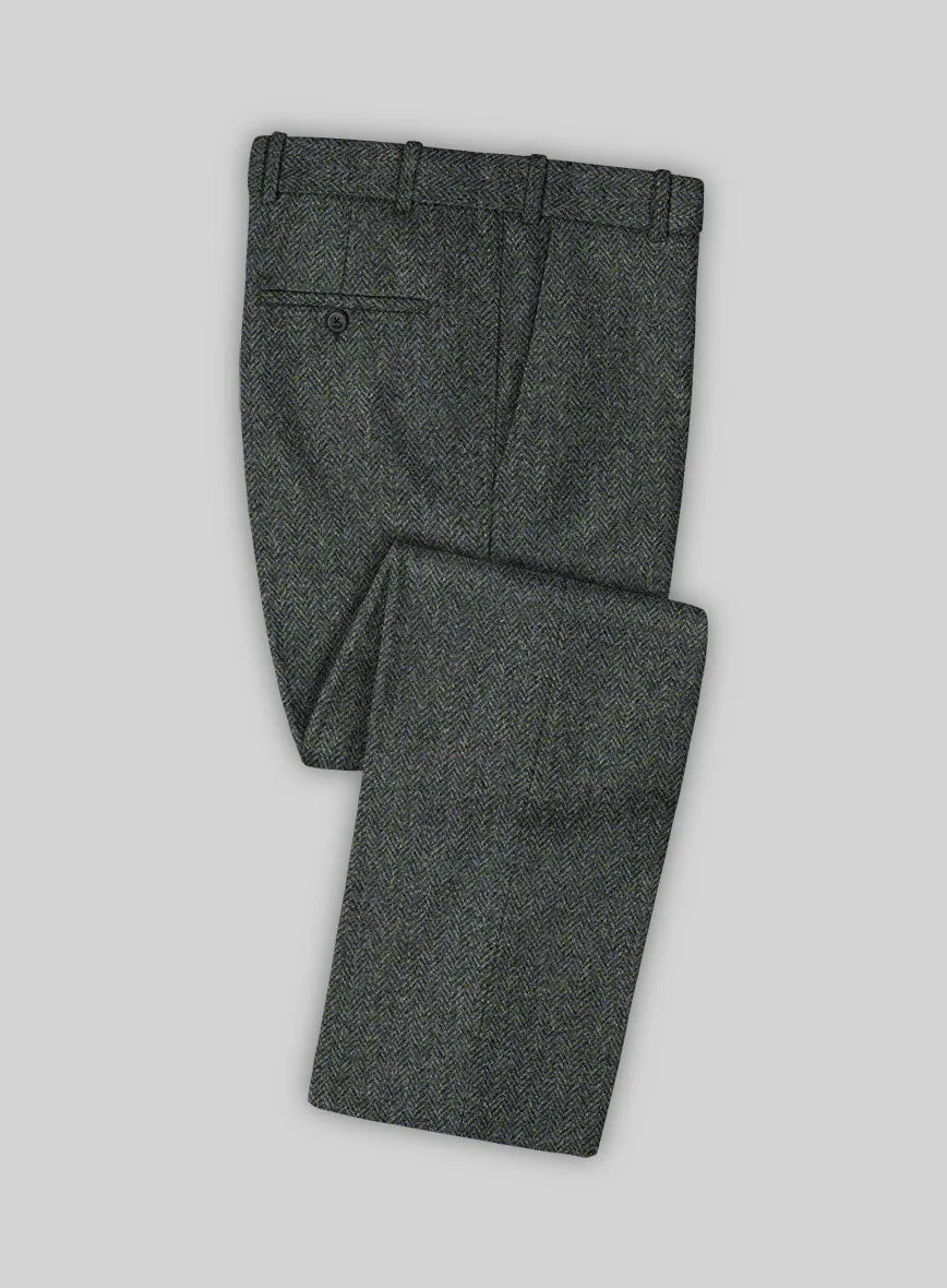 Harris Tweed Ridge Blue Herringbone Pants Refined Look Wear Tailored and Sharp