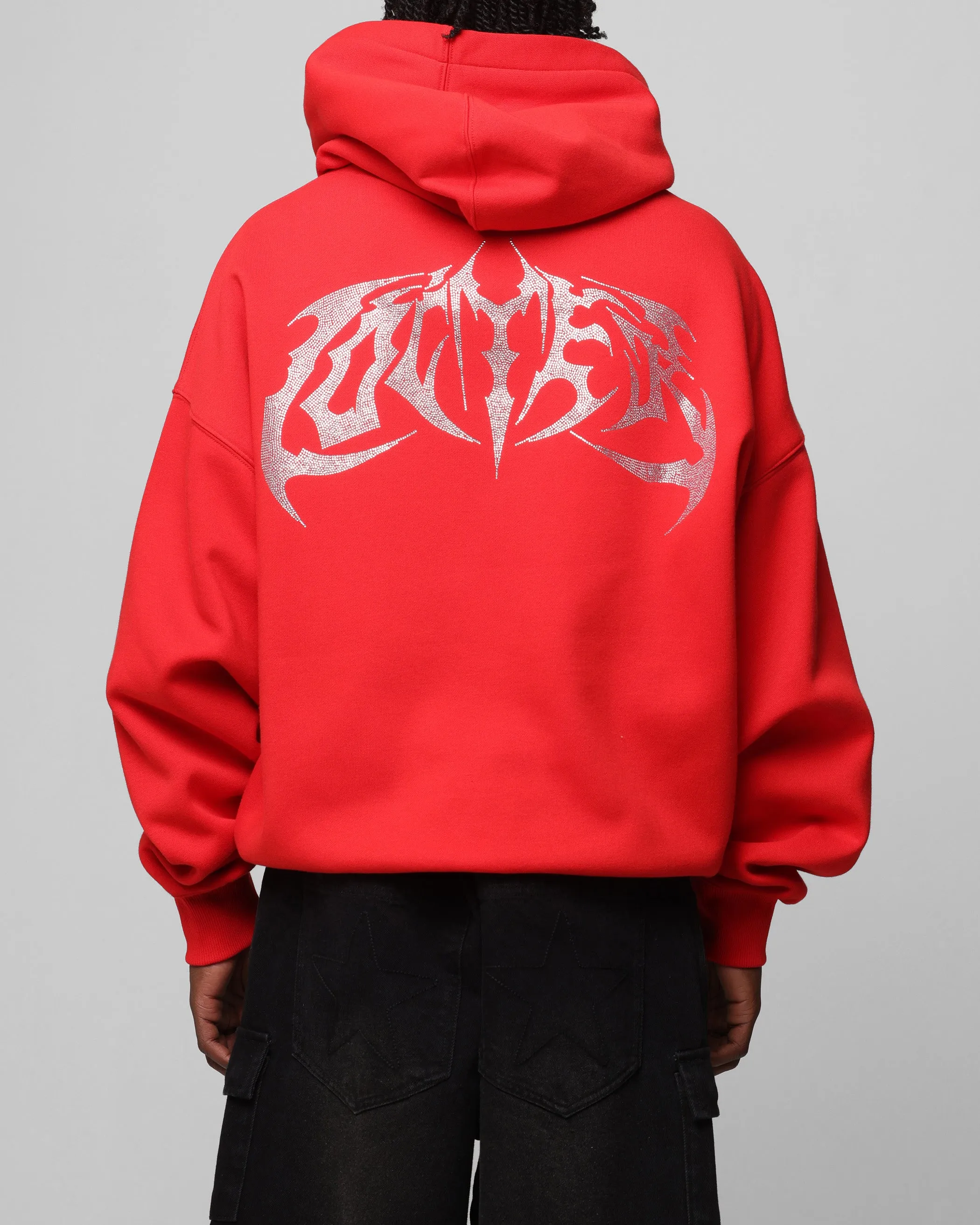 Loiter Metal Rhinestone Hoodie Red Anti Static Lining Easter outfit