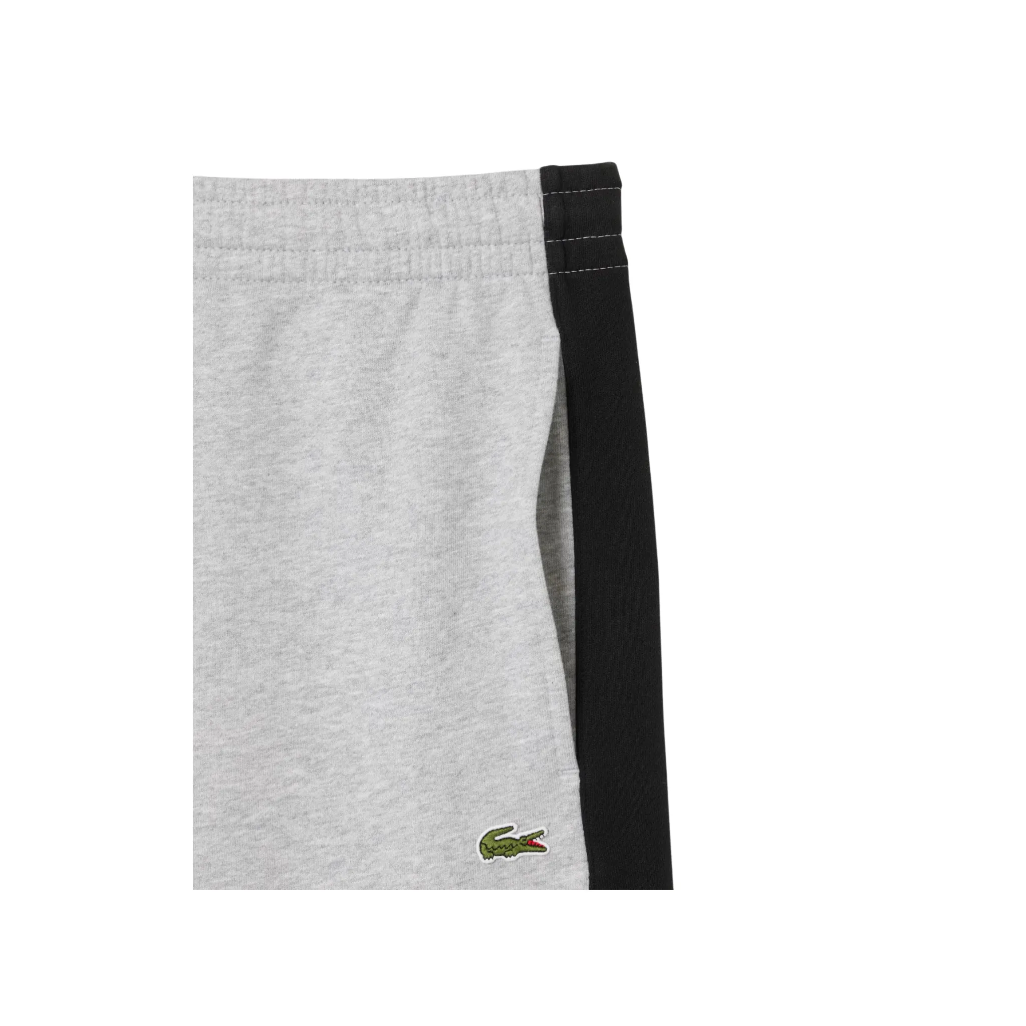 Fire Glow Durable Reinforced Edges Lacoste Men's Cotton Fleece Colorblock Shorts (Black/Grey Chine)