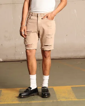 Flexible Fit Wear Saint Morta Destroyer Distressed Shorts Bone