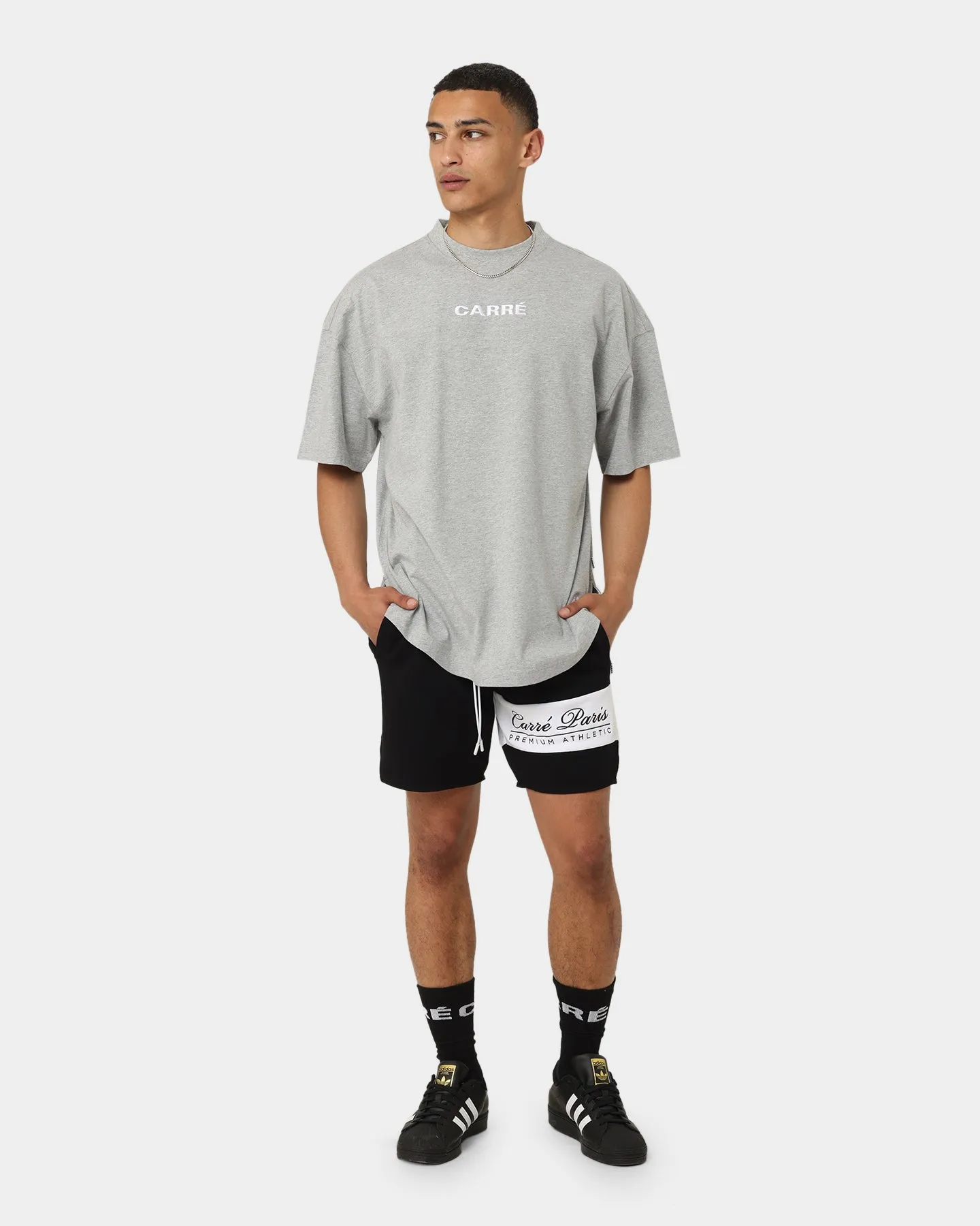 Loose fitting comfort Breathable Essentials Carr?? Grid Iron Oversized T-Shirt Grey Marle