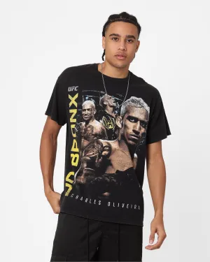 UFC By Goat Crew Charles 'Do Bronx' Oliveira Vintage T-Shirt Black Wash Trendy Casual Wear Drop Shoulder Cut
