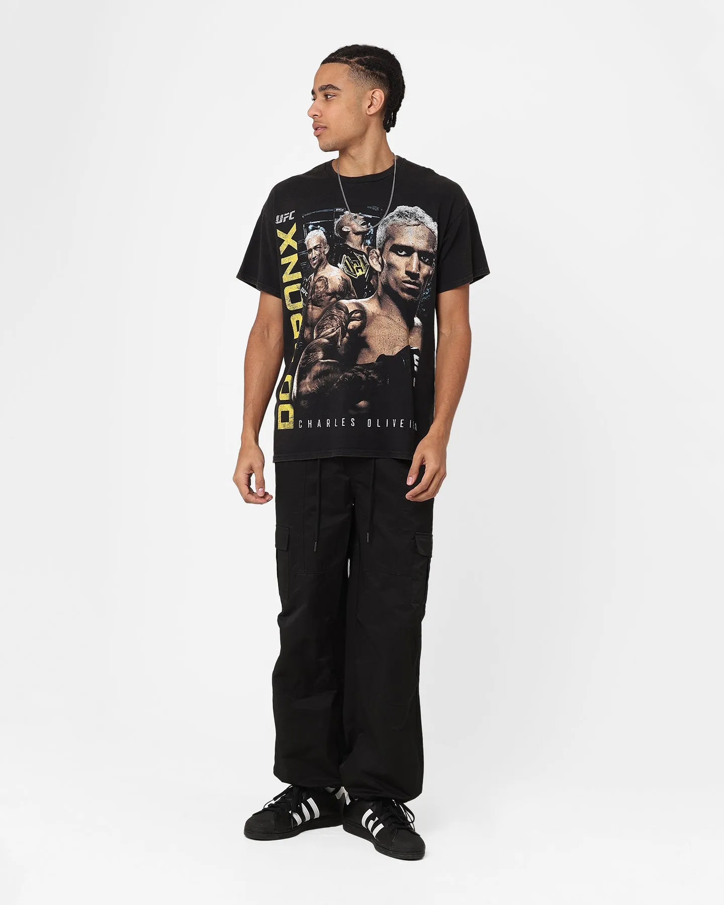 UFC By Goat Crew Charles 'Do Bronx' Oliveira Vintage T-Shirt Black Wash Unisex style Yarn Dyed Fabric