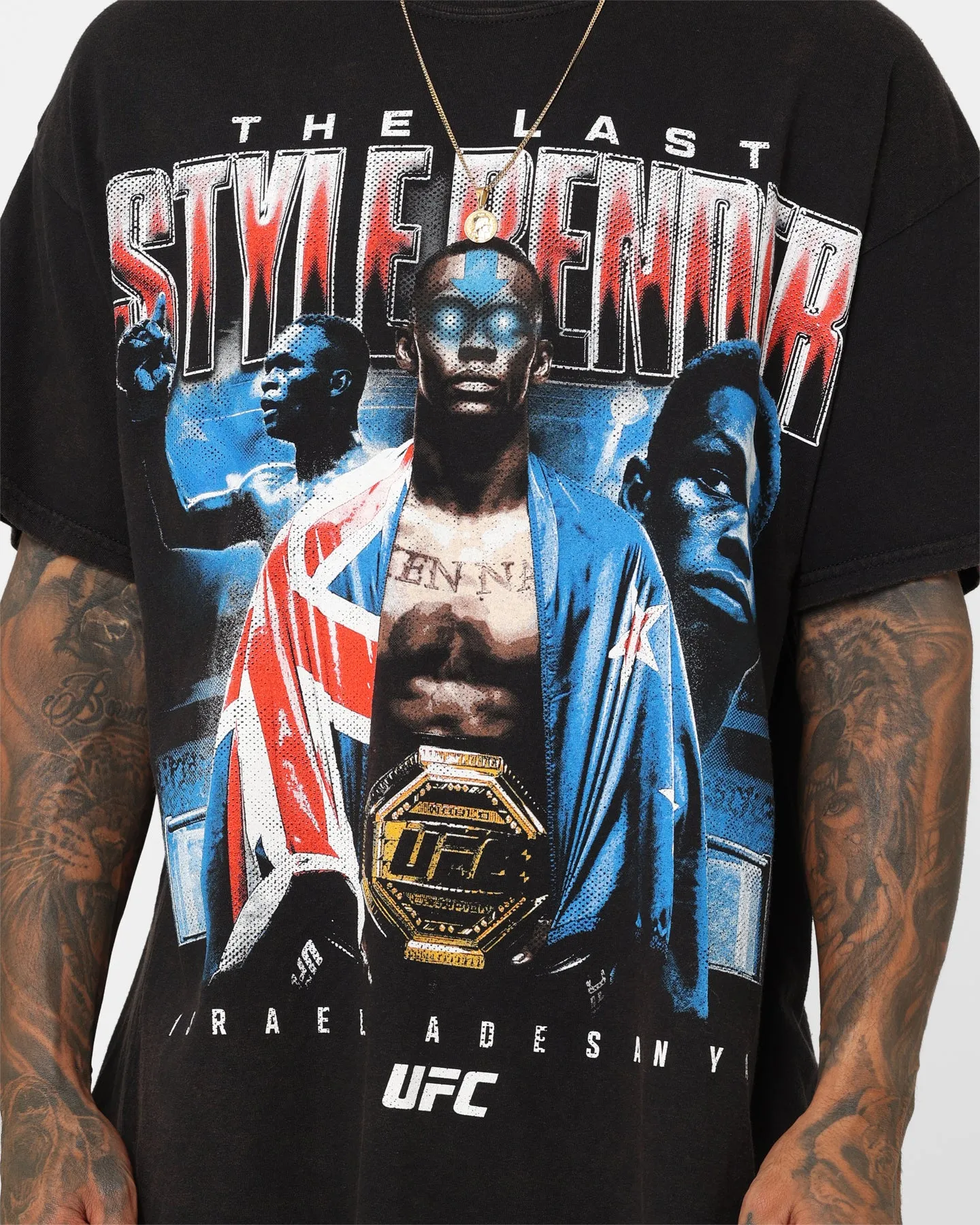 UFC By Goat Crew Israel Adesanya Last Stylebender Vintage T-Shirt Black Wash Chilly Comfort