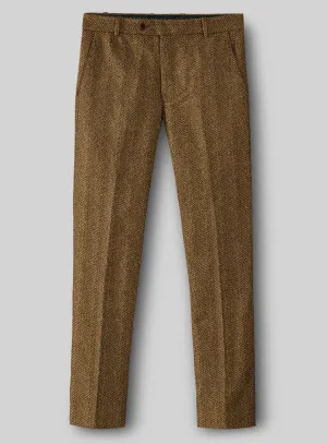 Elegant Comfort Wear Flattering Fit Highlander Tan Herringbone Tweed Pants