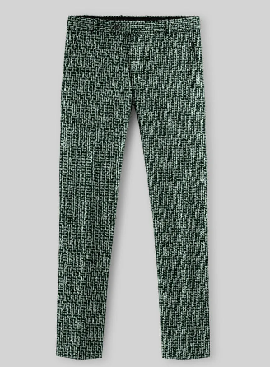 Perfectly Crafted Italian Green Houndstooth Tweed Pants